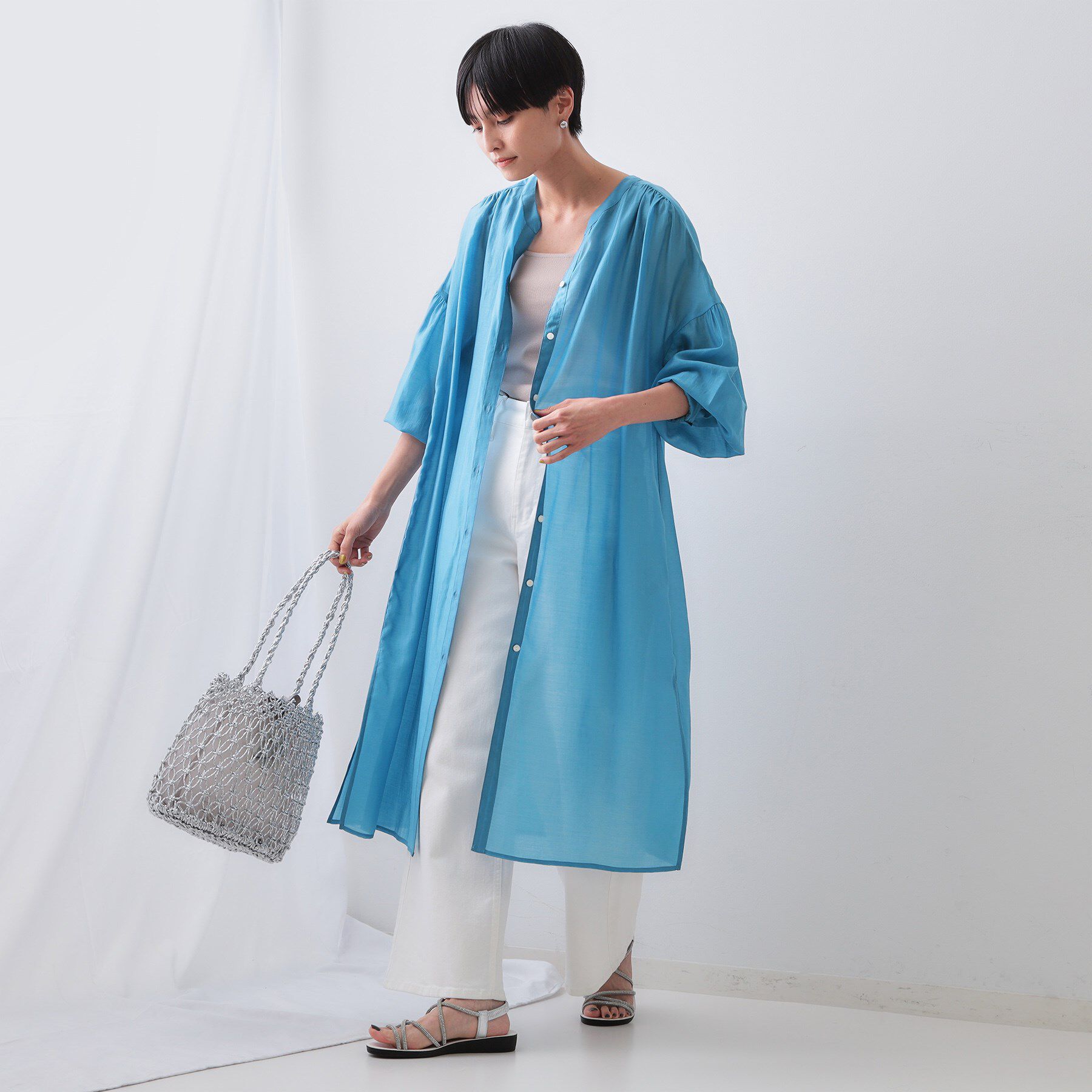 OPAQUE.CLIP「シアーシャツワンピース【洗濯機洗い可】」|ワンピース|