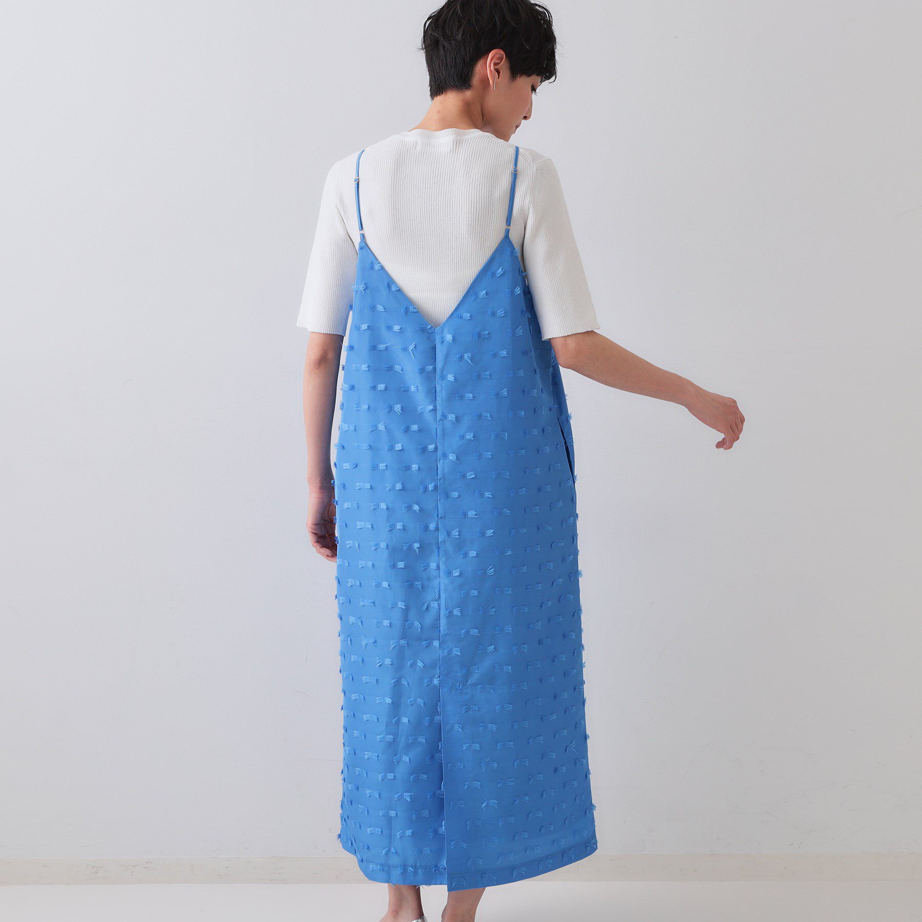 OPAQUE.CLIP「リボンジャカードキャミワンピース【洗濯機洗い可】」|ワンピース|