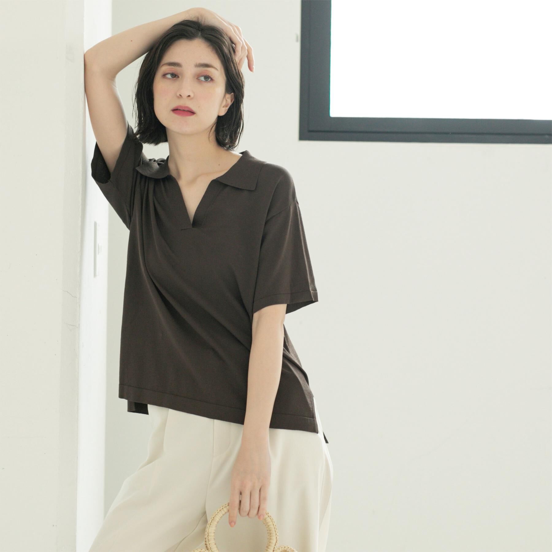 OPAQUE.CLIP「スキッパーニット【UV/接触冷感/抗ピル/洗濯機洗い可】」|ニット・セーター|