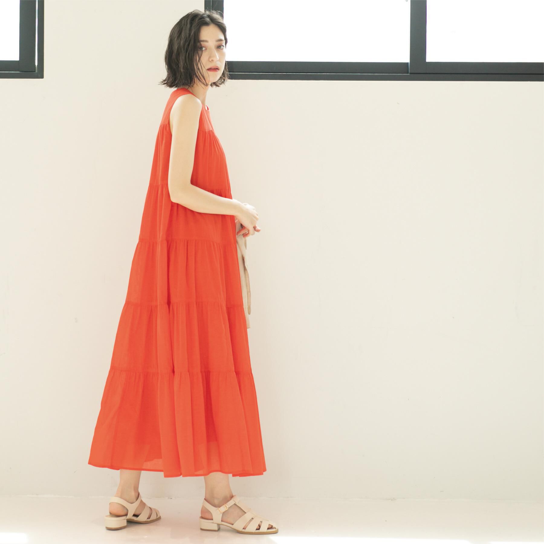 OPAQUE.CLIP「《Can Cam掲載》ティアードマキシドレス/オーガニックコットン混【洗濯機洗い可】」|ワンピース|