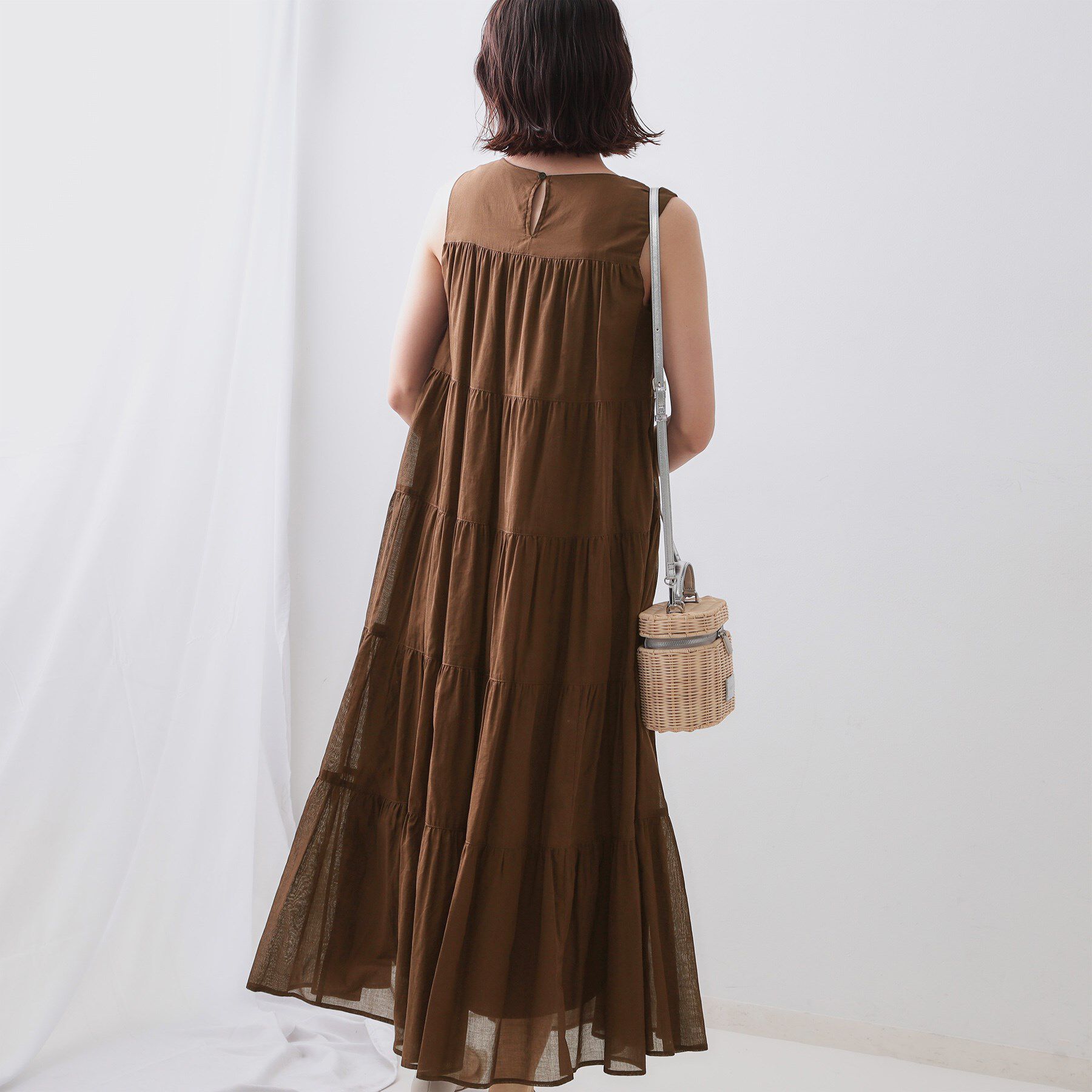 OPAQUE.CLIP「《Can Cam掲載》ティアードマキシドレス/オーガニックコットン混【洗濯機洗い可】」|ワンピース|
