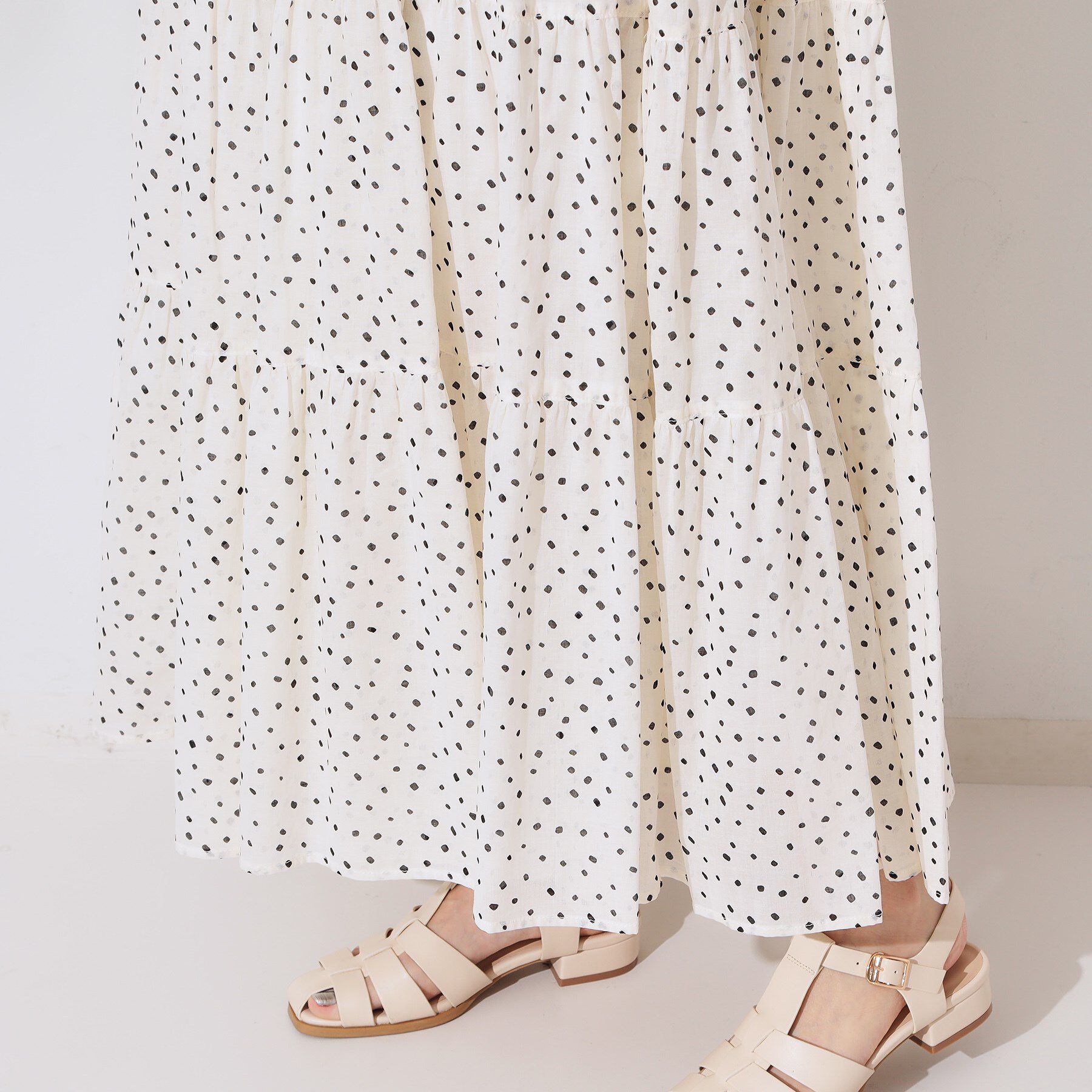 OPAQUE.CLIP「《Can Cam掲載》ティアードマキシドレス/オーガニックコットン混【洗濯機洗い可】」|ワンピース|