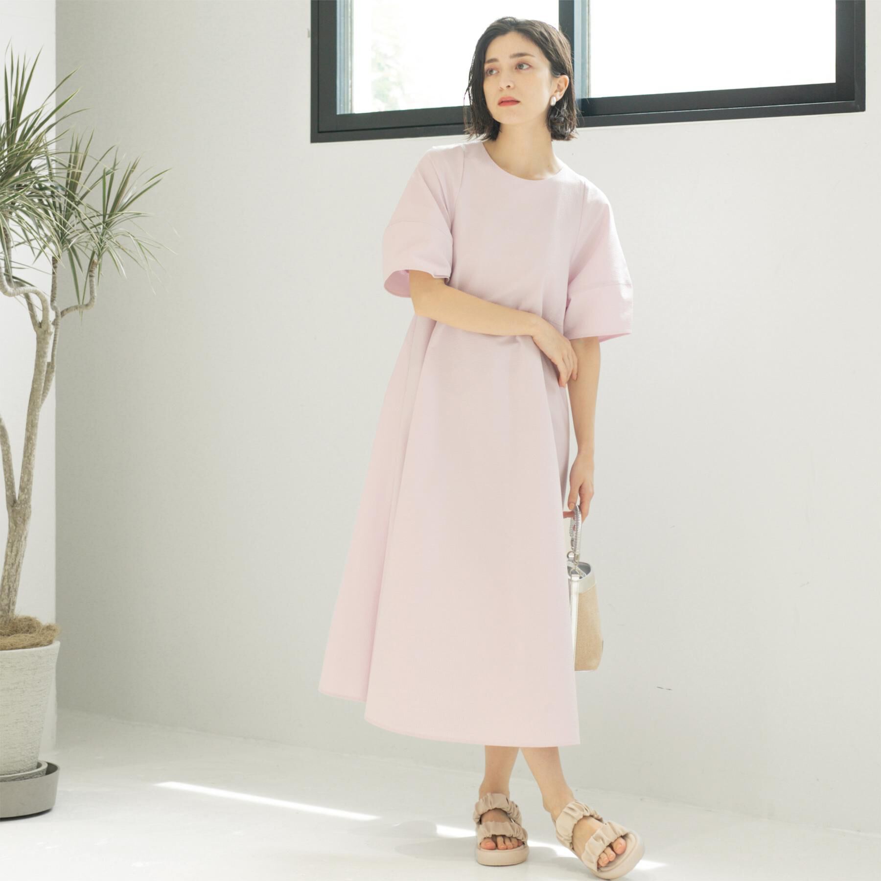 OPAQUE.CLIP「サッカーストライプワンピース【吸水速乾/イージーアイロン/洗濯機洗い可】」|ワンピース|