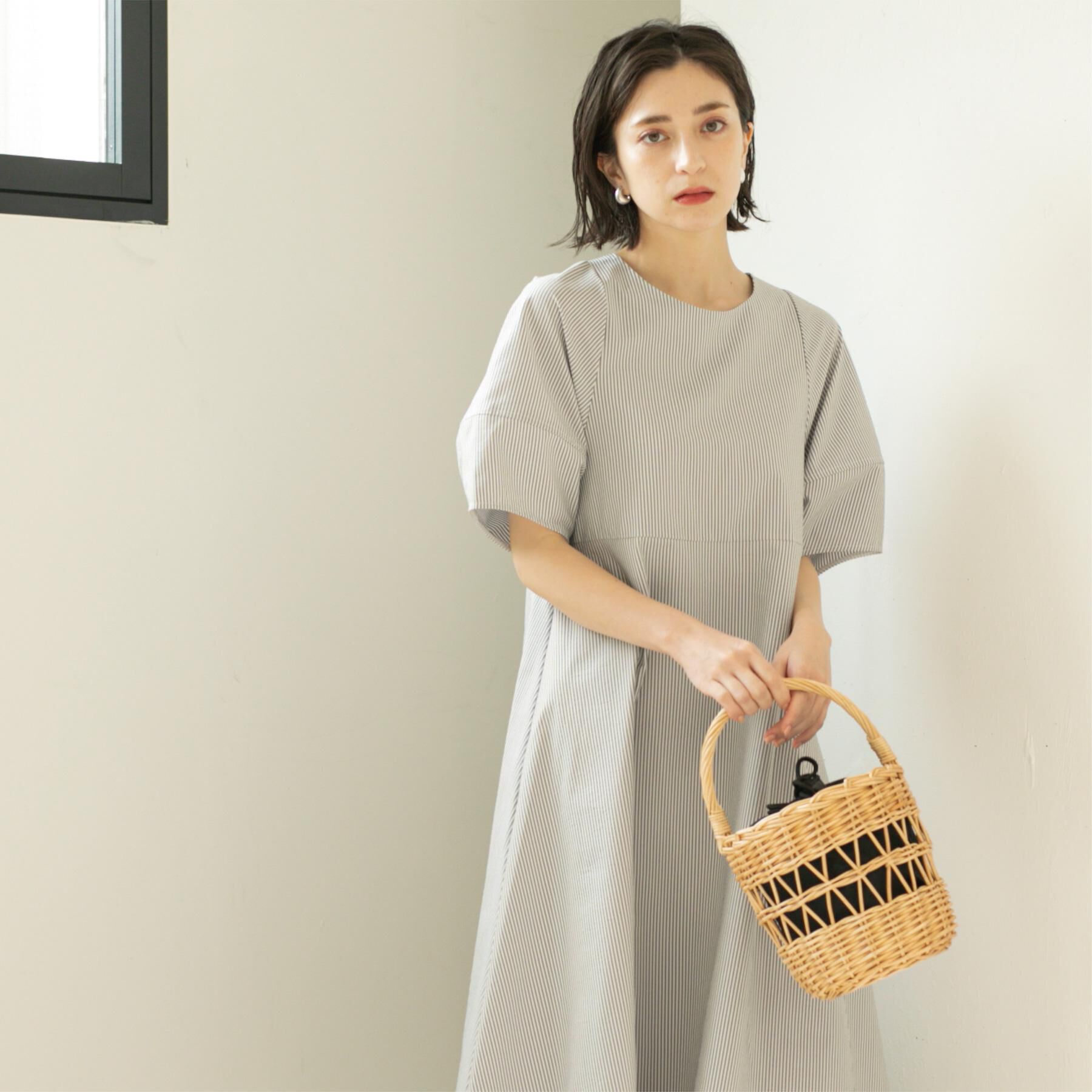 OPAQUE.CLIP「サッカーストライプワンピース【吸水速乾/イージーアイロン/洗濯機洗い可】」|ワンピース|