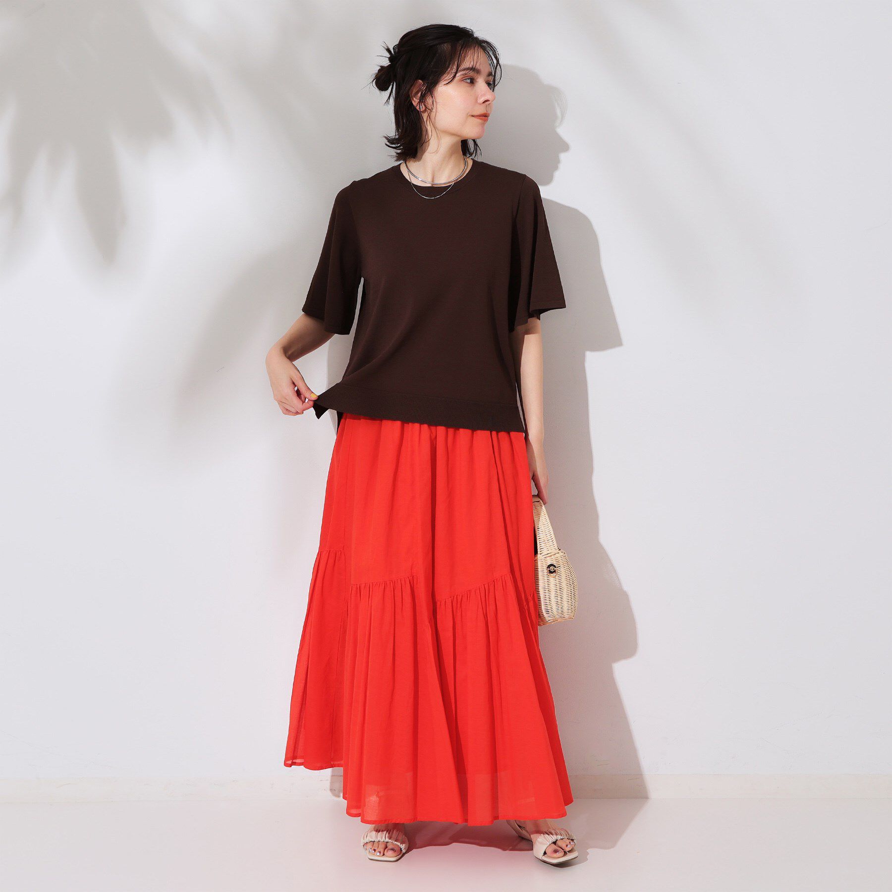 OPAQUE.CLIP「ギャザーフレアスカート/オーガニックコットン混【洗濯機洗い可】」|スカート|