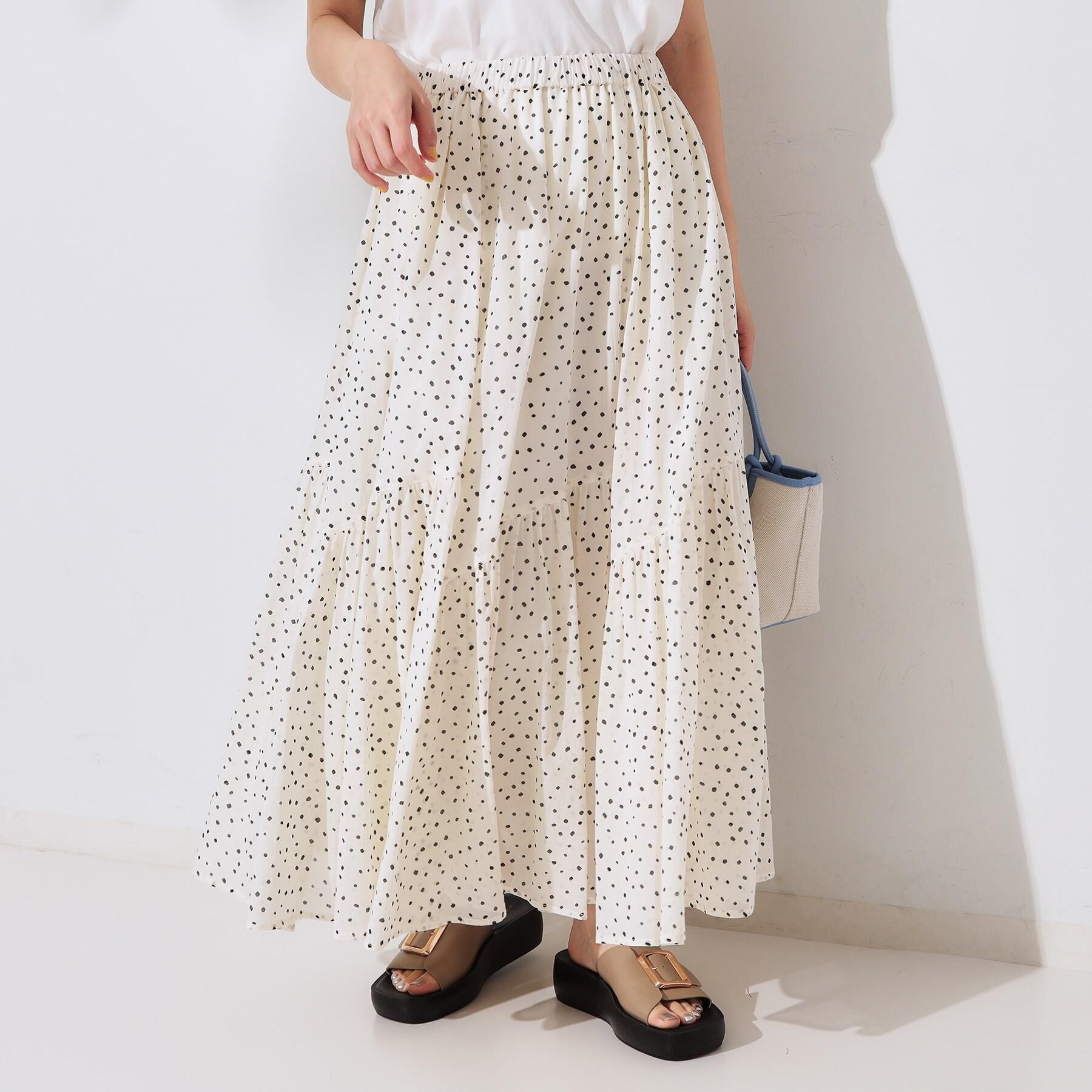 OPAQUE.CLIP「ギャザーフレアスカート/オーガニックコットン混【洗濯機洗い可】」|スカート|