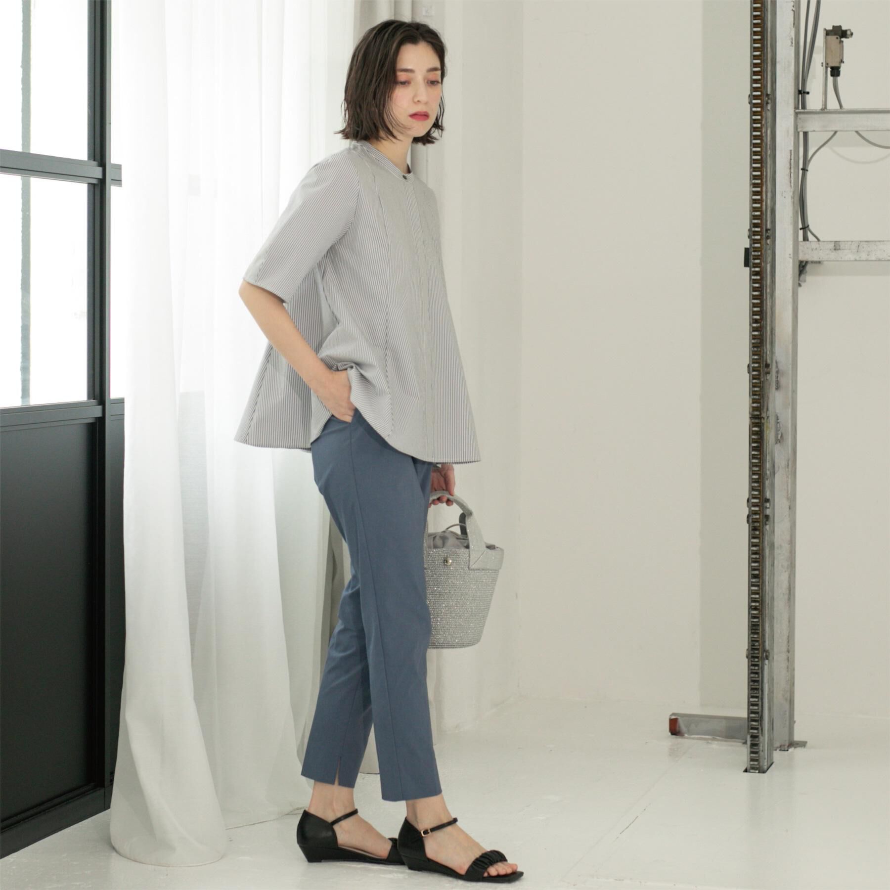 OPAQUE.CLIP「サッカーストライプペプラムブラウス【吸水速乾/イージーアイロン/洗濯機洗い可】」|シャツ・ブラウス|