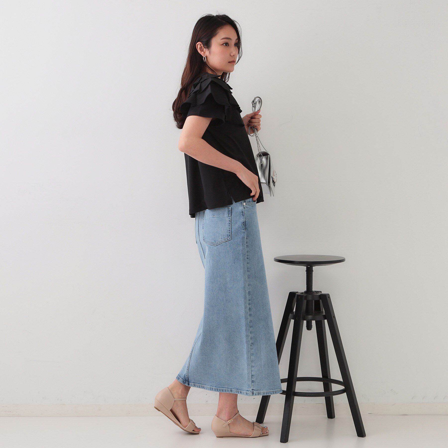 OPAQUE.CLIP「ショルダーフリルドッキングカットソー【UV/接触冷感/洗濯機洗い可】」|Tシャツ・カットソー|