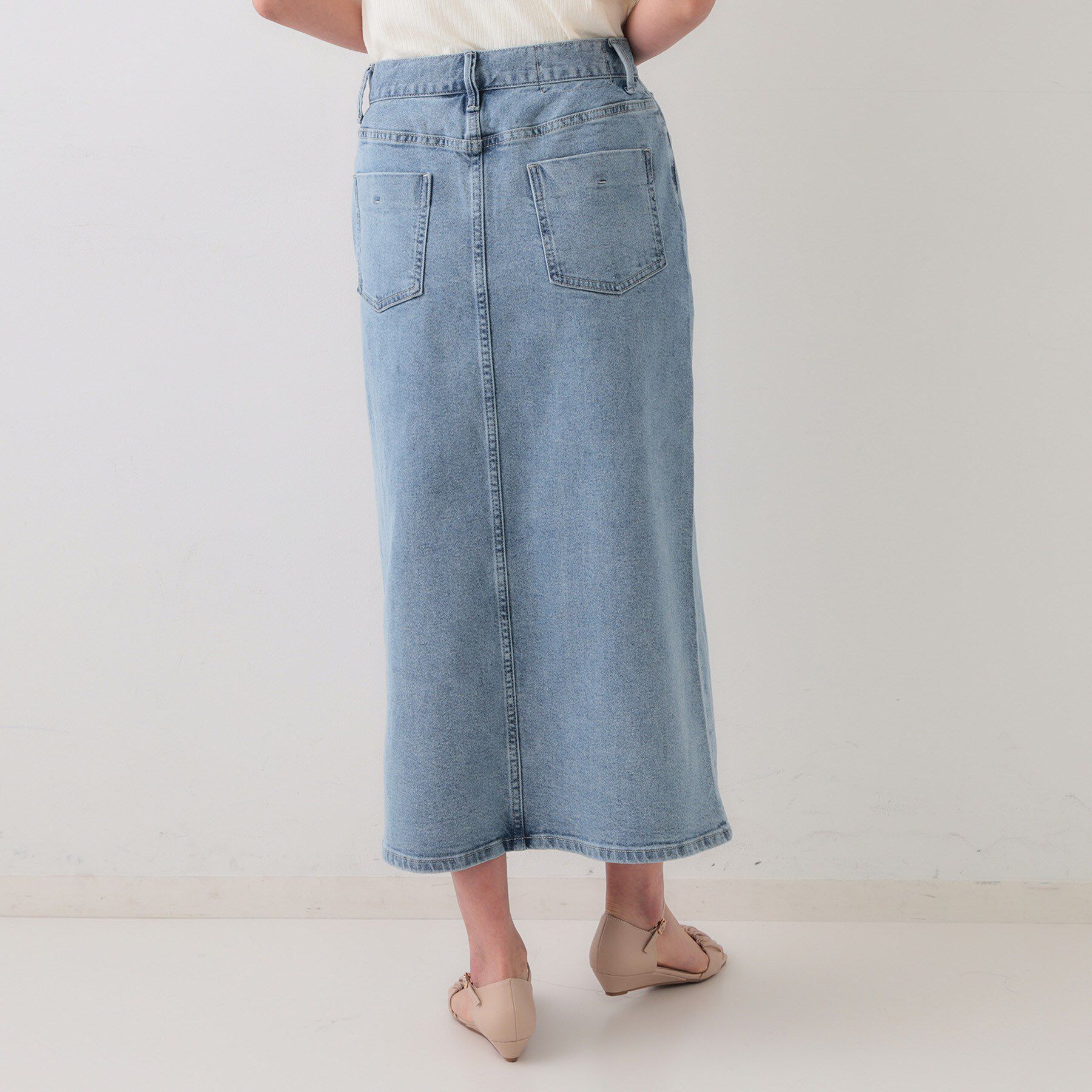 OPAQUE.CLIP「デニムナロースカート【洗濯機洗い可】」|スカート|