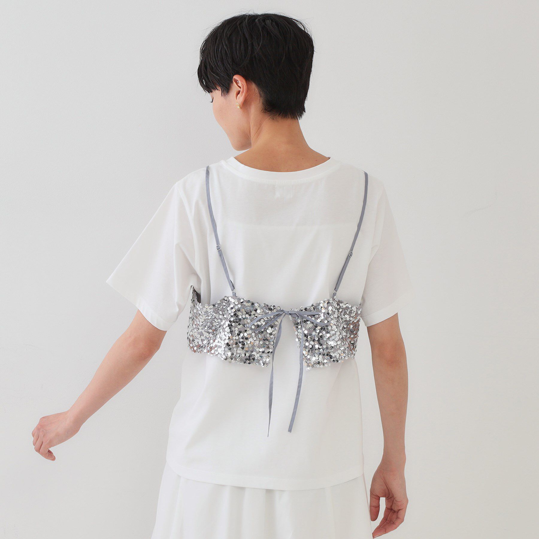 OPAQUE.CLIP「《ツインセット》スパンコールキャミ&times;Tシャツ【洗濯機洗い可】」|その他|