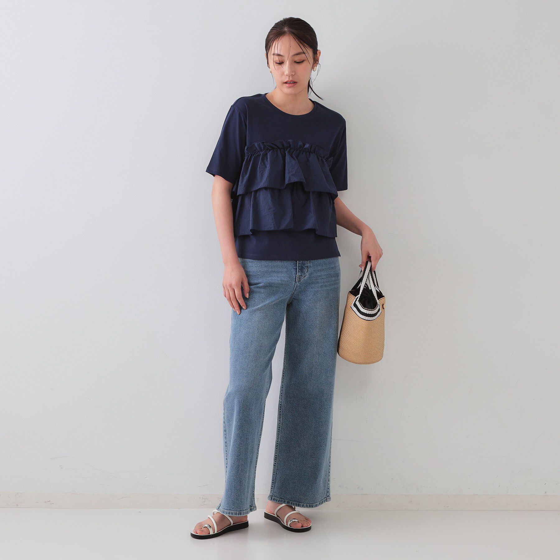 OPAQUE.CLIP「ダブルフリルデザイントップス【洗濯機洗い可】」|Tシャツ・カットソー|