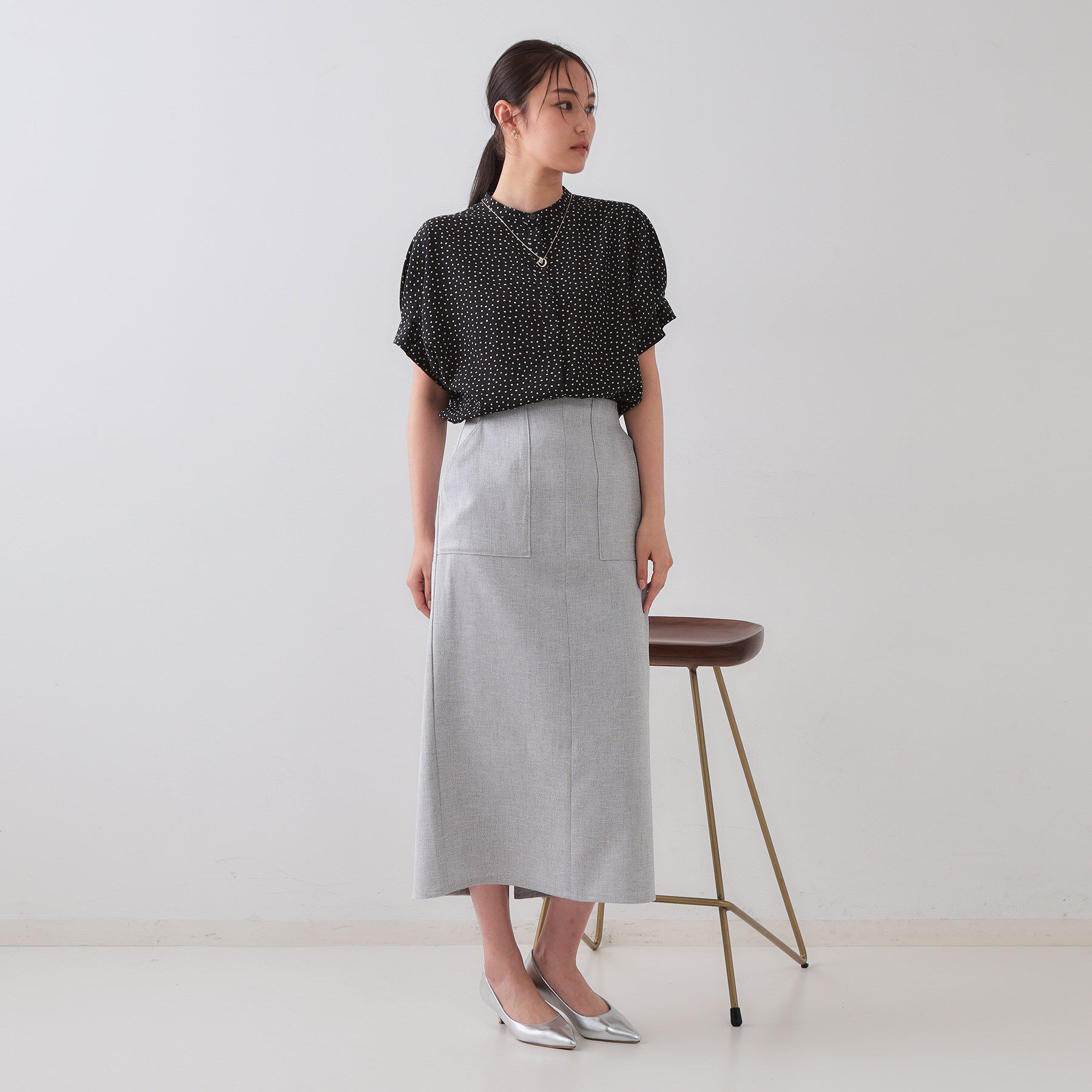 OPAQUE.CLIP「幾何柄アソート タックドルマンスリーブブラウス【洗濯機洗い可】」|シャツ・ブラウス|