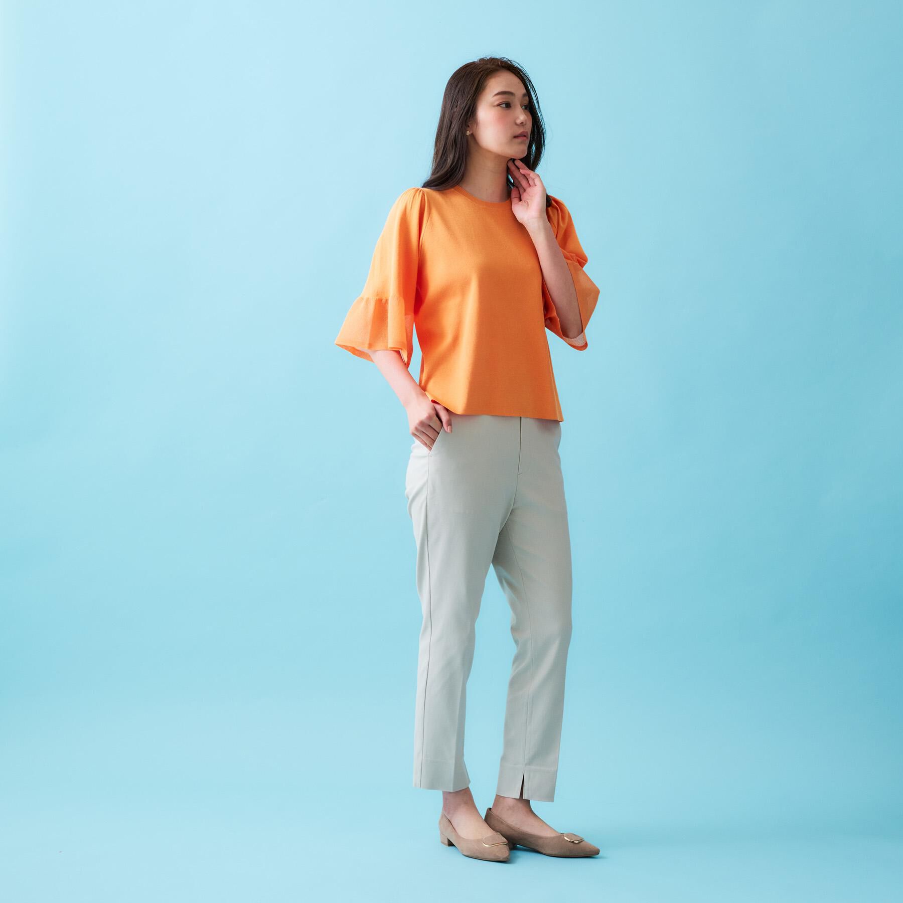 OPAQUE.CLIP「《5色展開》シアーフレアスリーブニット【洗濯機洗い可】」|ニット・セーター|