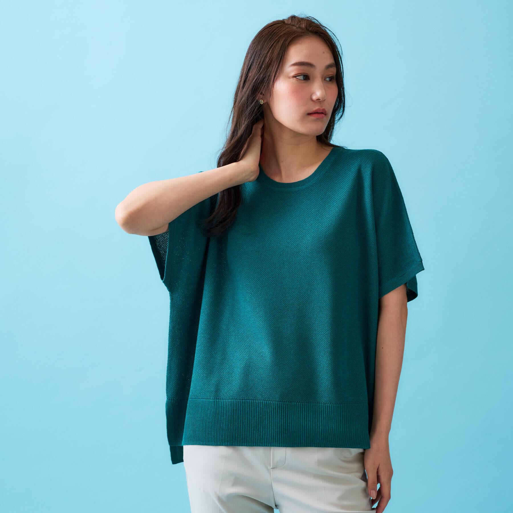 OPAQUE.CLIP「《5色展開/S-LLサイズ》リラクシーメッシュニット【洗濯機洗い可】」|ニット・セーター|