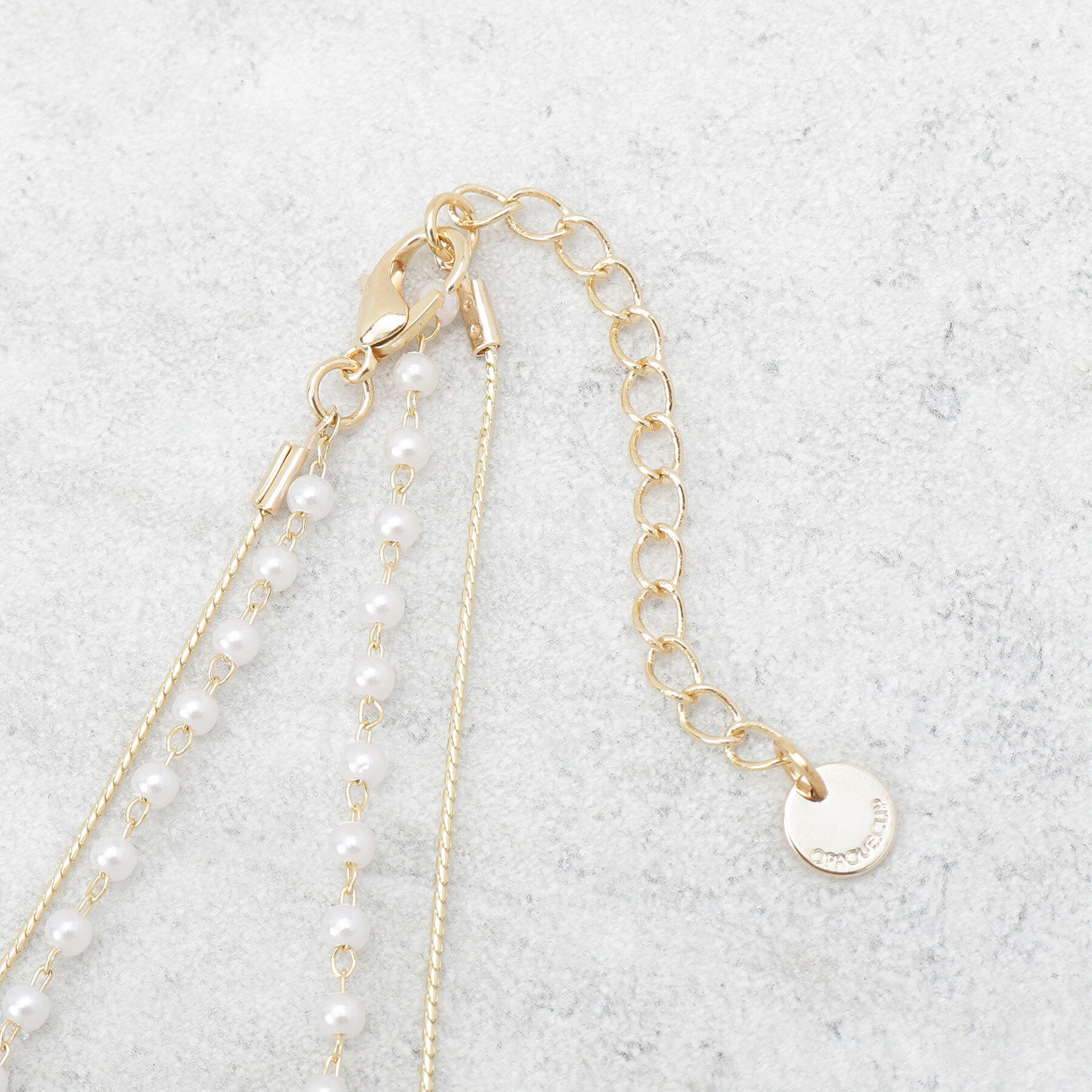 OPAQUE.CLIP「フェイクパール&times;コインチェーン 2連ネックレス」|ネックレス|