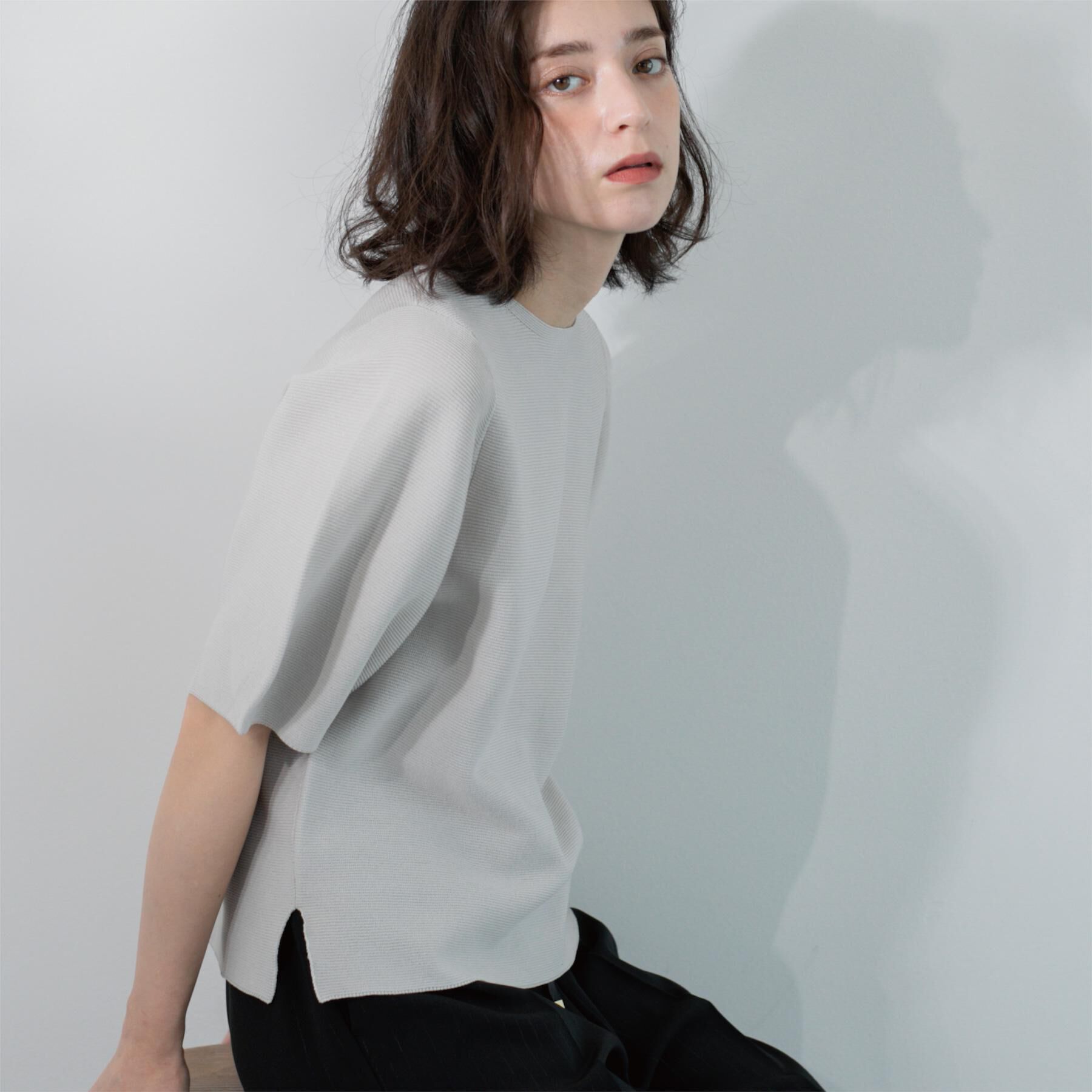OPAQUE.CLIP「ガーターボリュームスリーブニット【UVケア/洗濯機洗い可】」|ニット・セーター|