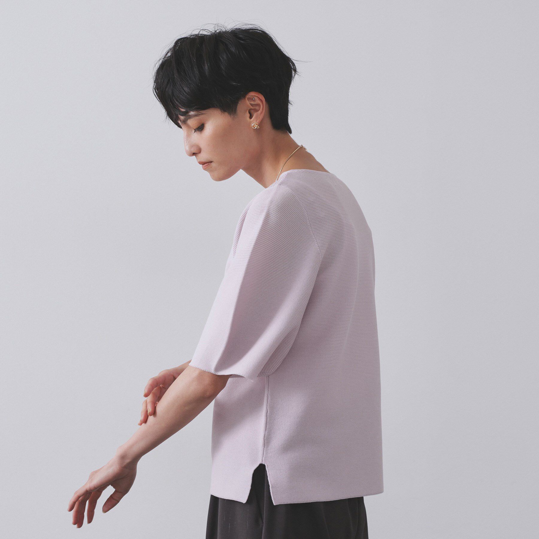 OPAQUE.CLIP「ガーターボリュームスリーブニット【UVケア/洗濯機洗い可】」|ニット・セーター|