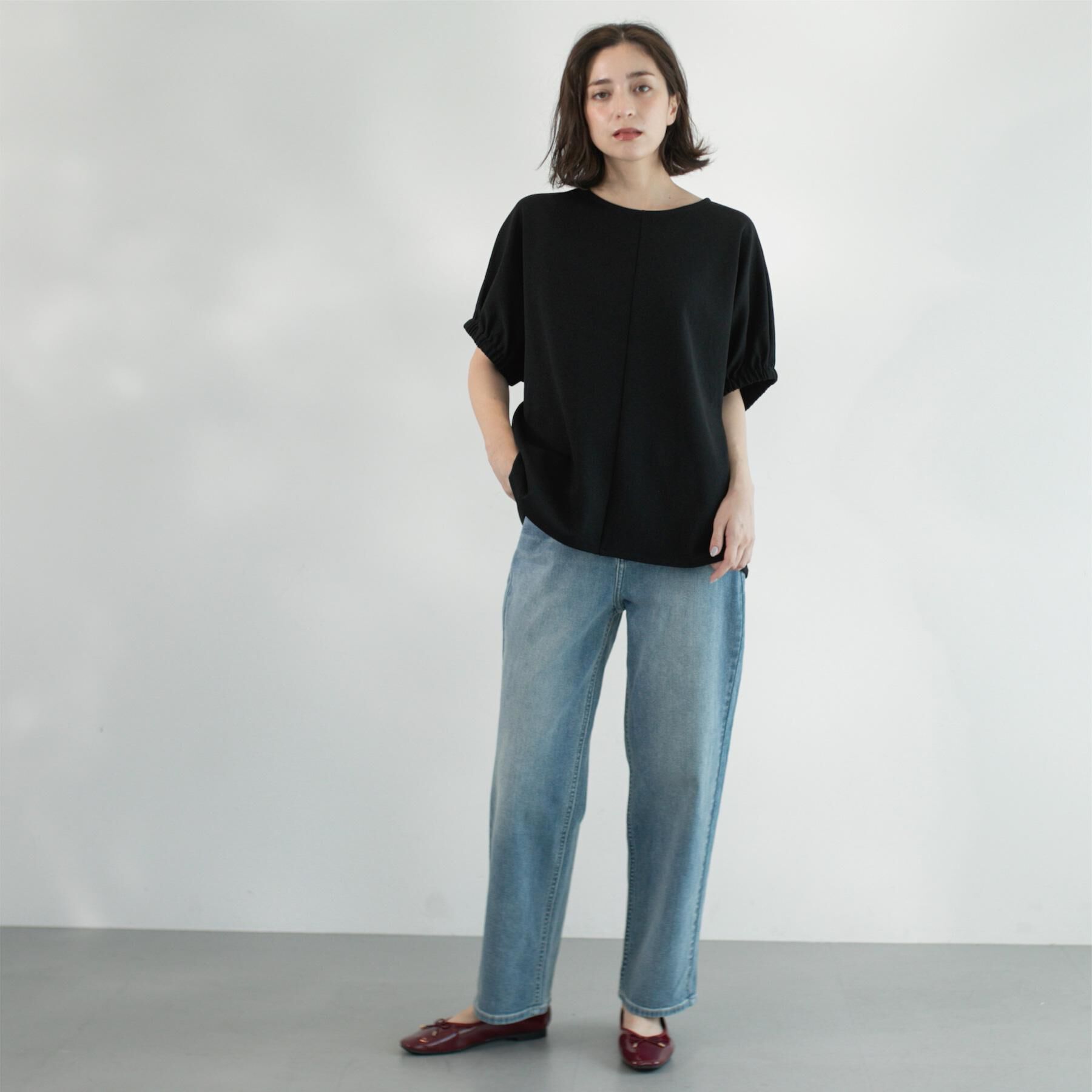 OPAQUE.CLIP「ギャザードルマンスリーブトップス【UV/吸水速乾/洗濯機洗い可】」|Tシャツ・カットソー|