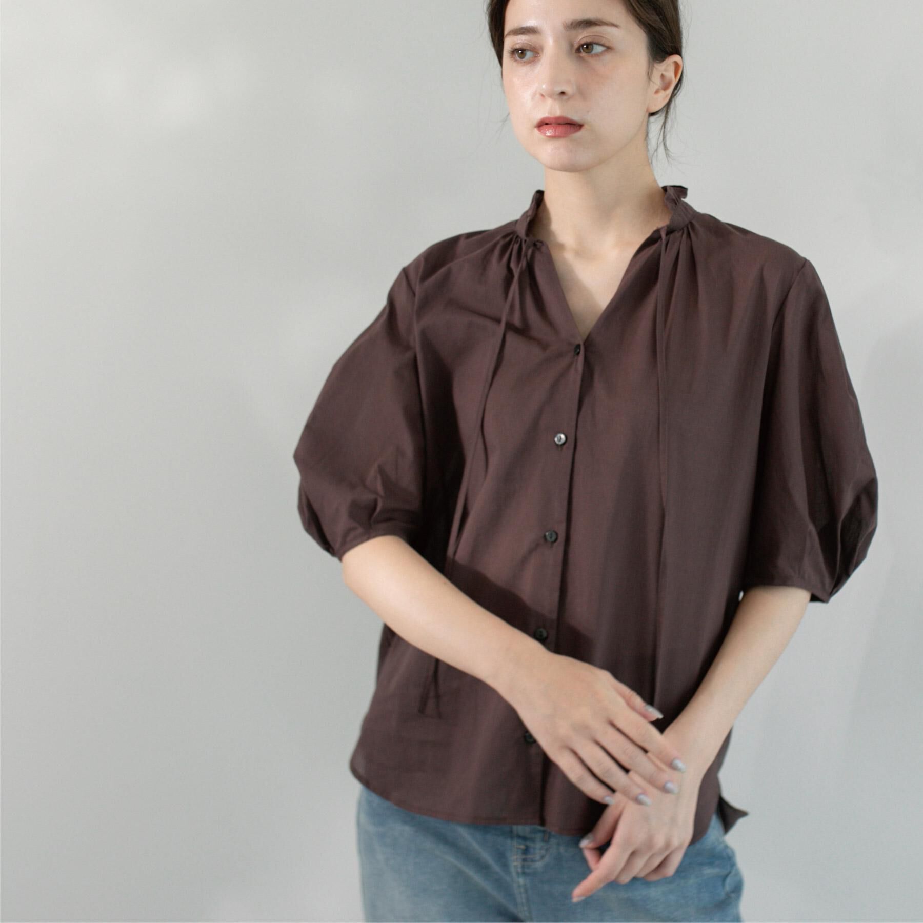 OPAQUE.CLIP「シアーフリルネックブラウス【洗濯機洗い可】」|シャツ・ブラウス|