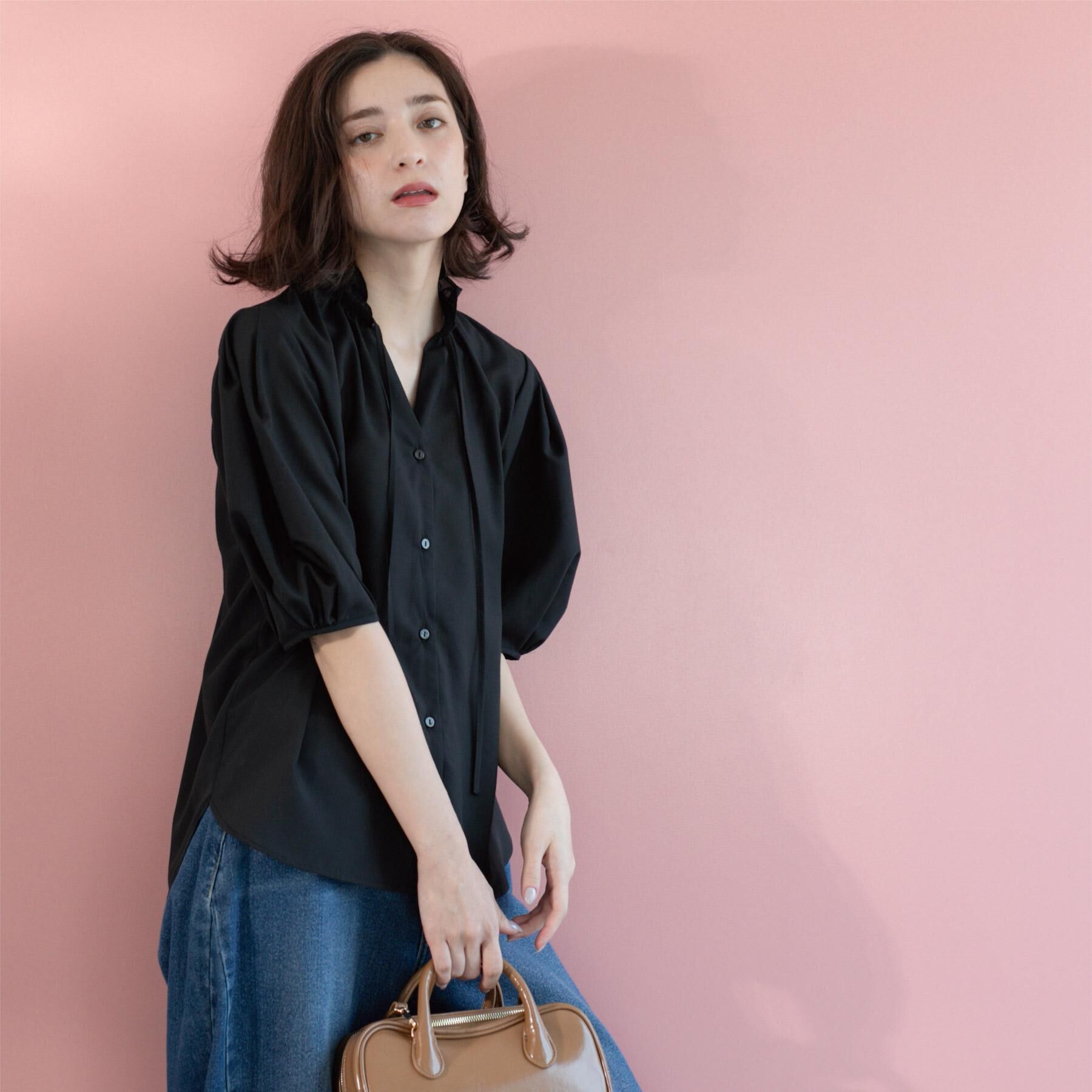 OPAQUE.CLIP「シアーフリルネックブラウス【洗濯機洗い可】」|シャツ・ブラウス|