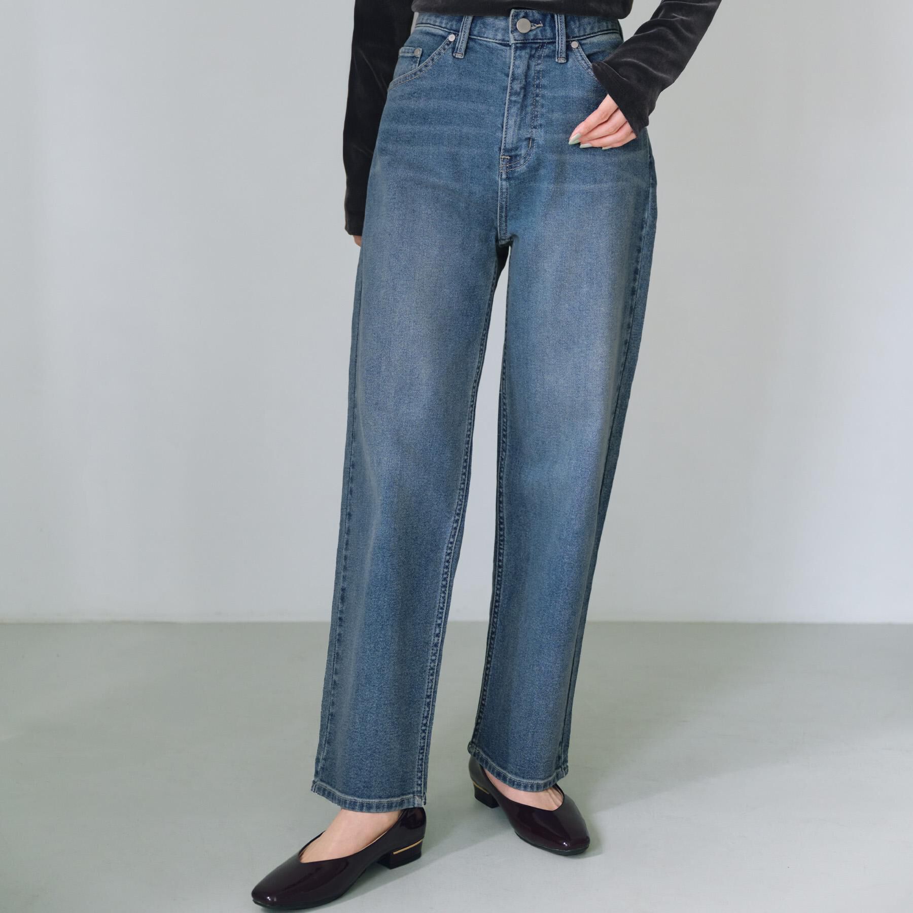 OPAQUE.CLIP「ストレッチストレートデニム【洗濯機洗い可】」|デニム|