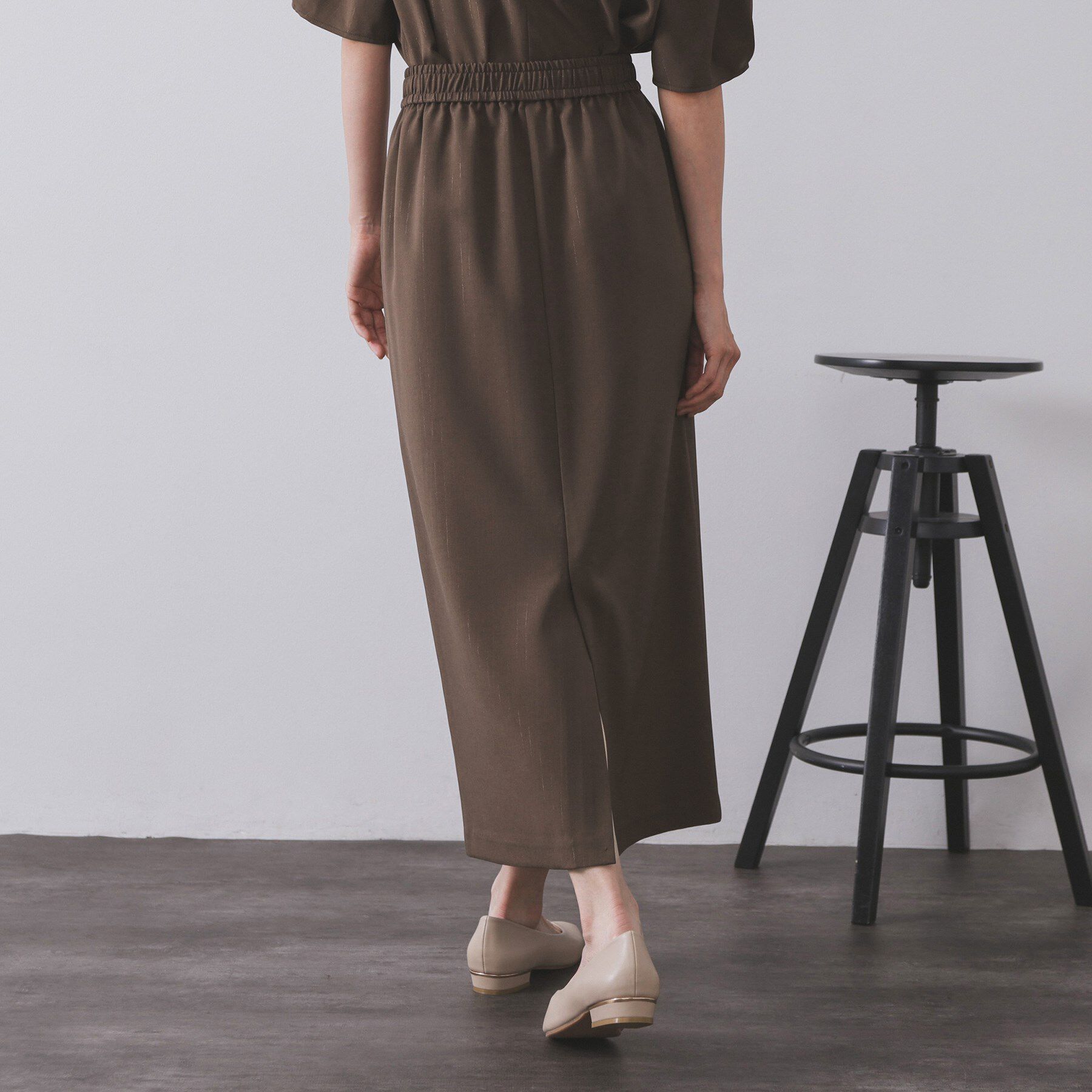 OPAQUE.CLIP「ラメストライプイージーナロースカート/セットアップ可【洗濯機洗い可/防シワ/吸水速乾】」|スカート|