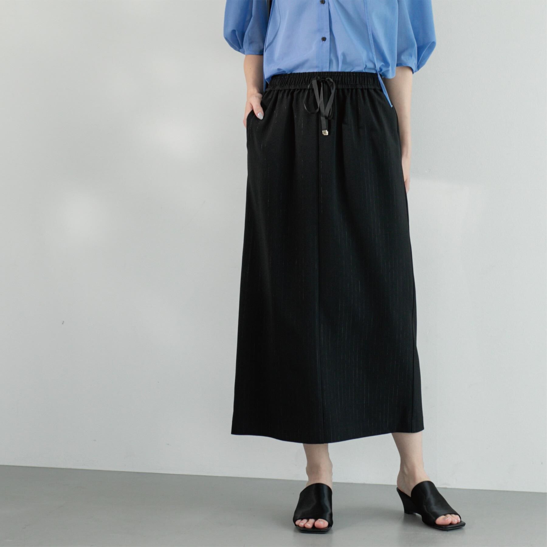 OPAQUE.CLIP「ラメストライプイージーナロースカート/セットアップ可【洗濯機洗い可/防シワ/吸水速乾】」|スカート|