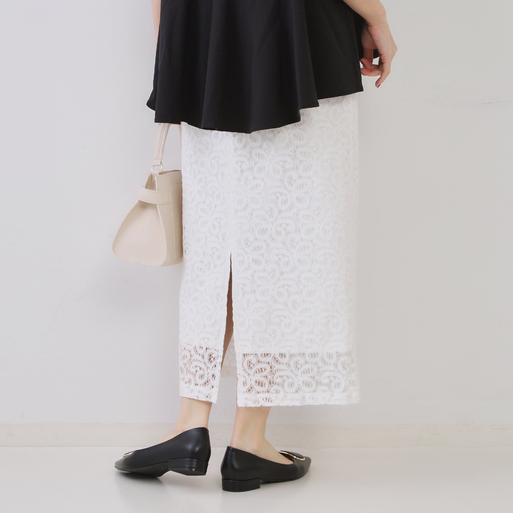 OPAQUE.CLIP「《美人百花掲載》レースイージーナロースカート【洗濯機洗い可】」|スカート|