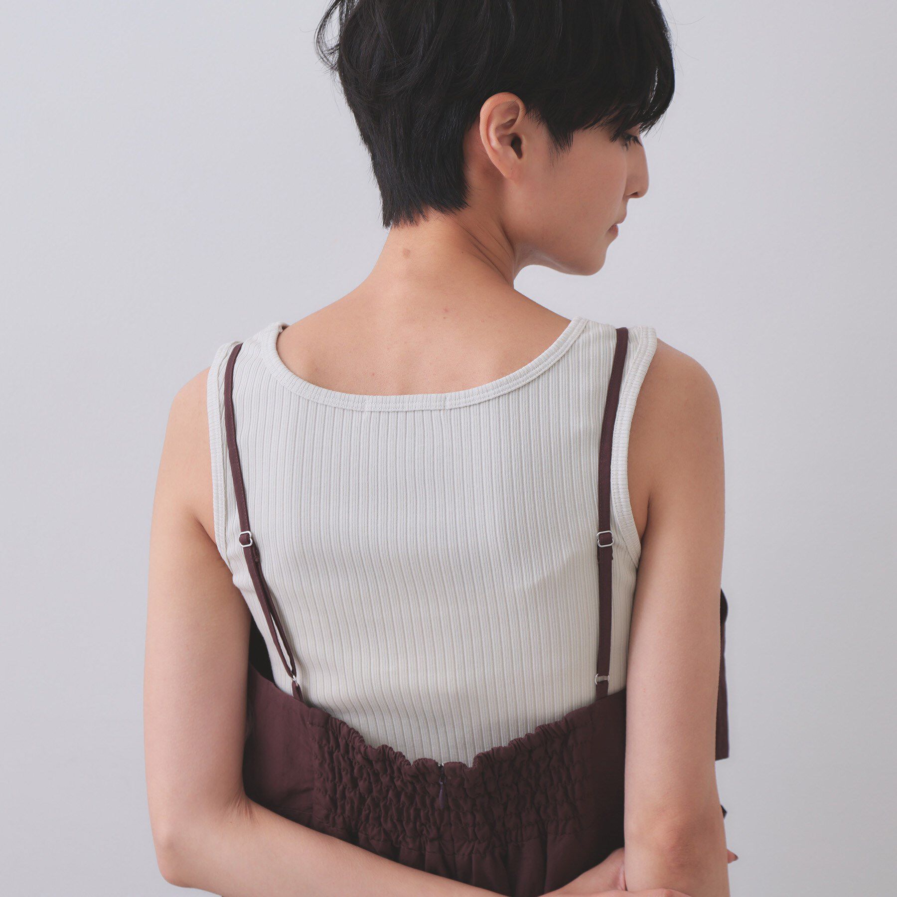 OPAQUE.CLIP「ベーシックテレコタンクトップ【洗濯機洗い可】」|キャミソール|