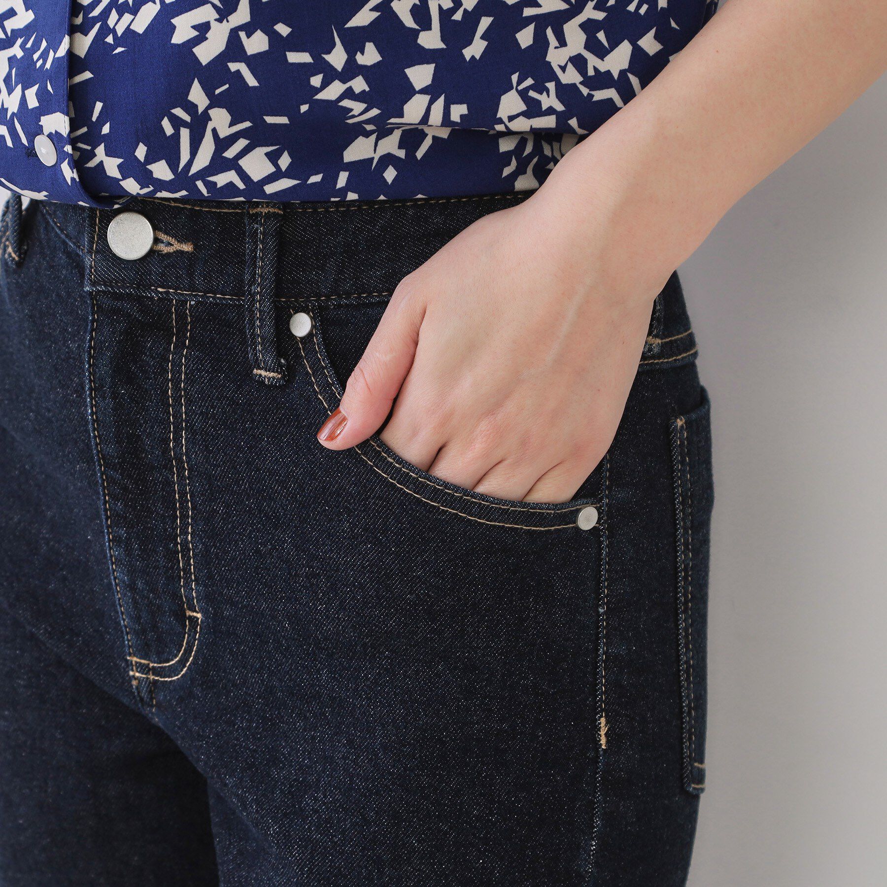 OPAQUE.CLIP「ストレッチセミフレアデニム【洗濯機洗い可】《SS-LLサイズ》」|デニム|