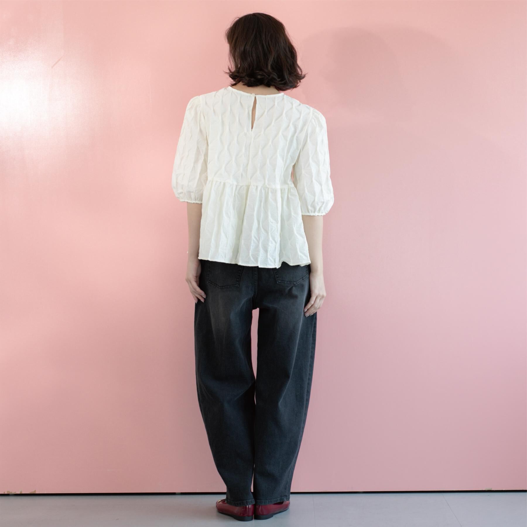 OPAQUE.CLIP「ストレッチバレルレッグデニム【洗濯機洗い可】」|デニム|