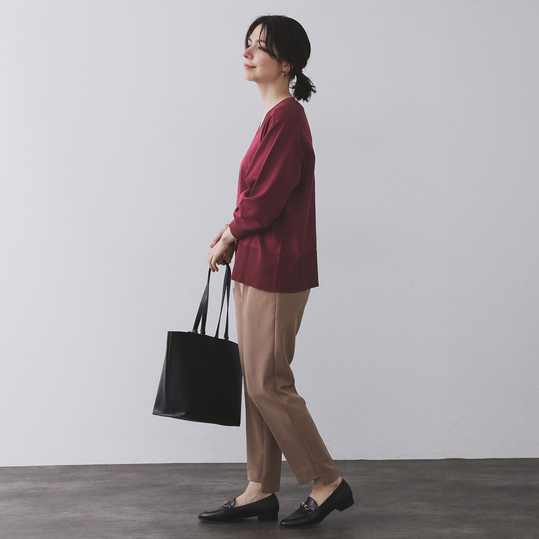 OPAQUE.CLIP「リラクシーVネックニット【洗濯機洗OK】《6col》」|ニット・セーター|