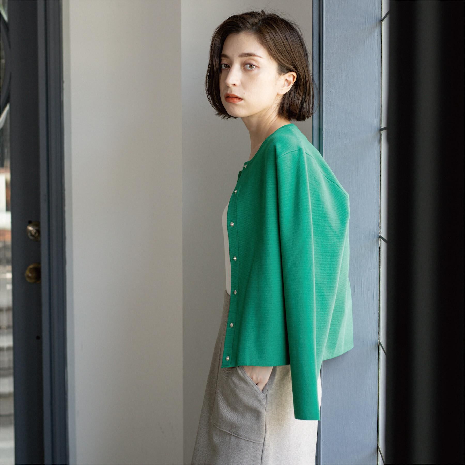 OPAQUE.CLIP「スナップボタンニットカーディガン【UVケア/洗濯機OK】《6col/S～LL》」|カーディガン|