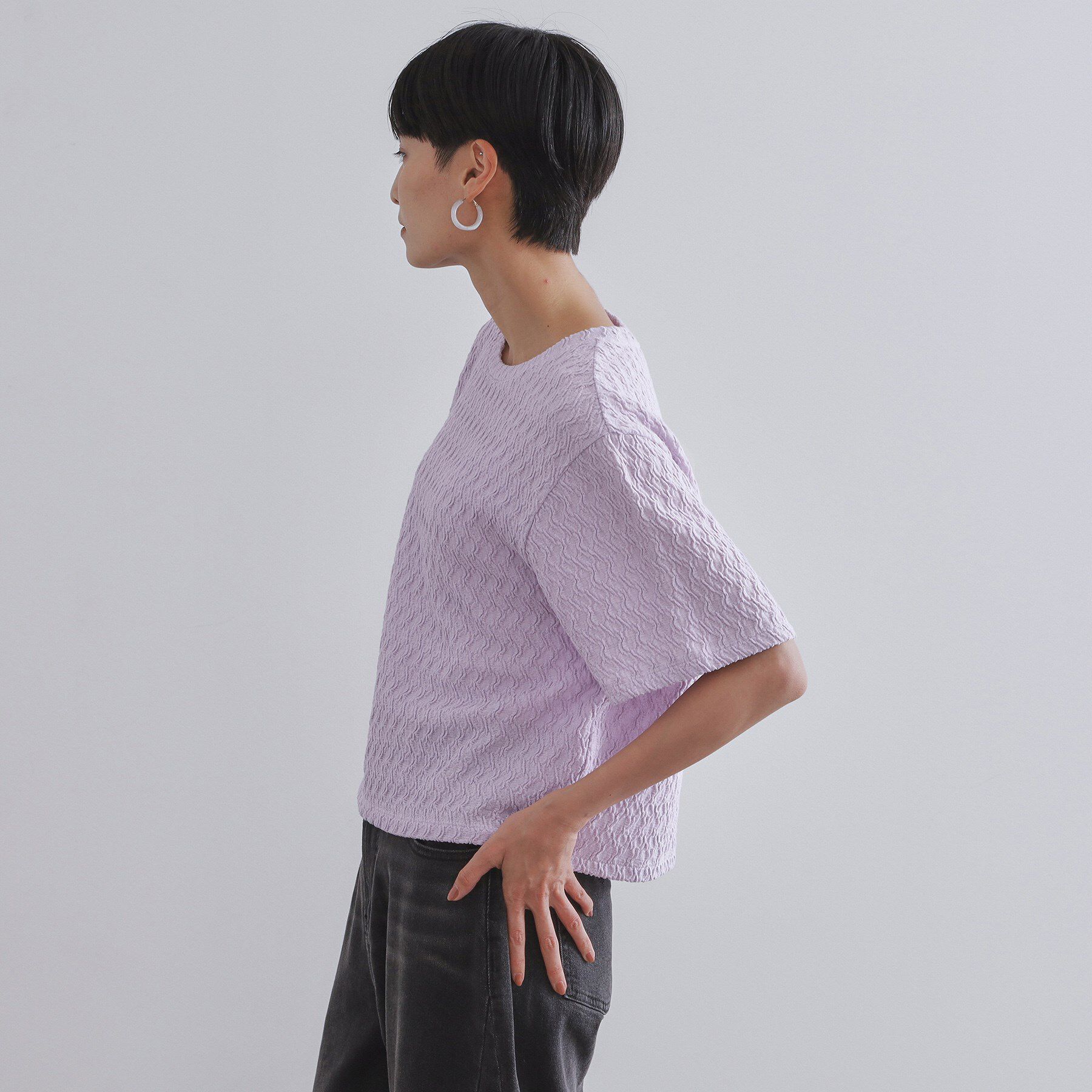 OPAQUE.CLIP「ふくれジャカードトップス【洗濯機洗い可】」|Tシャツ・カットソー|