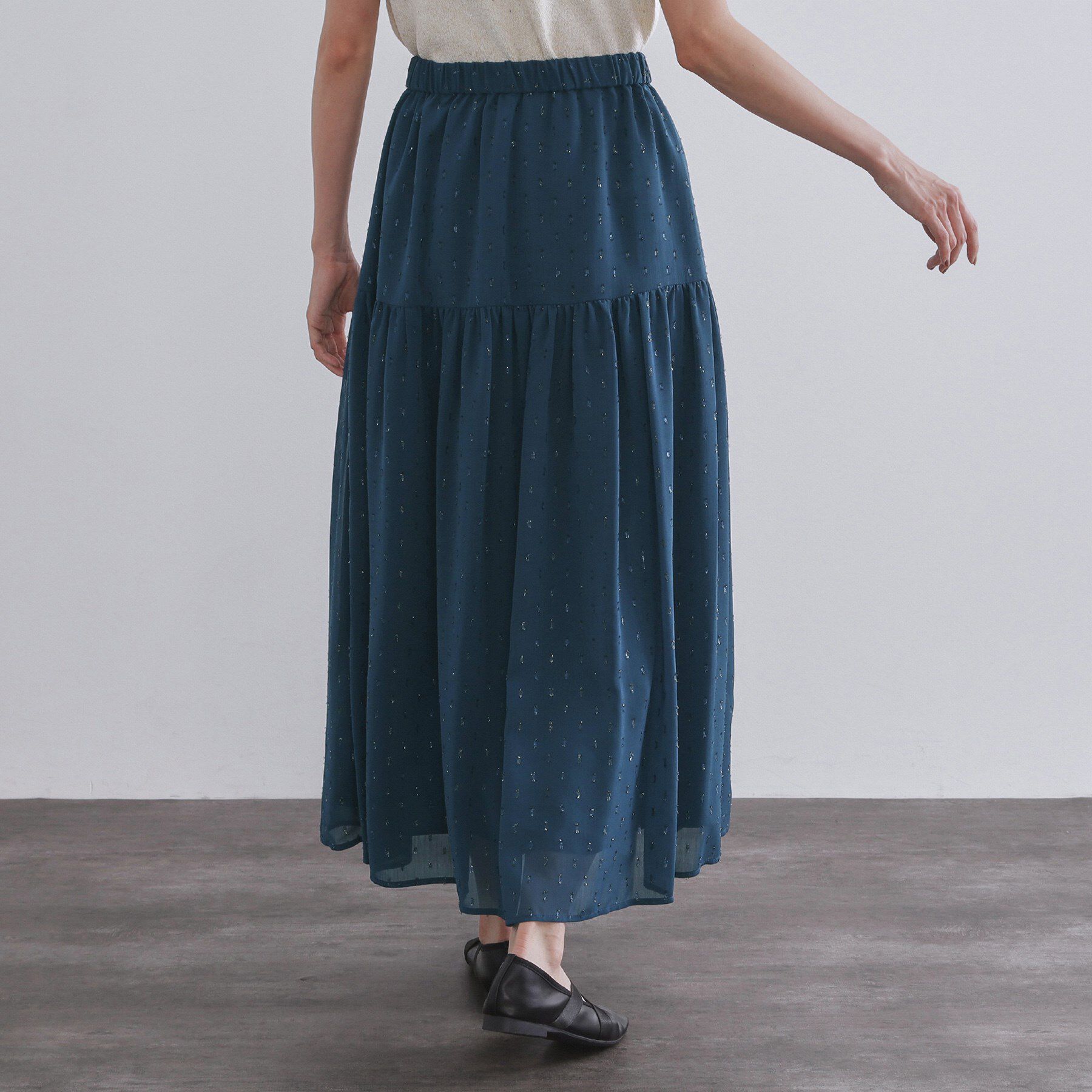 OPAQUE.CLIP「ラメドットイージーティアードスカート【洗濯機洗い可】」|スカート|