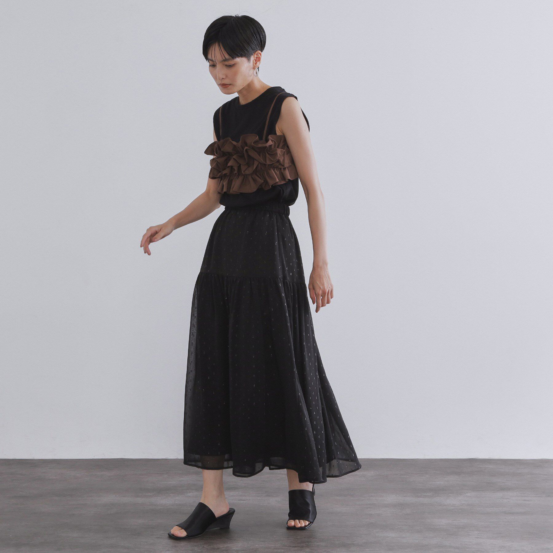 OPAQUE.CLIP「ラメドットイージーティアードスカート【洗濯機洗い可】」|スカート|