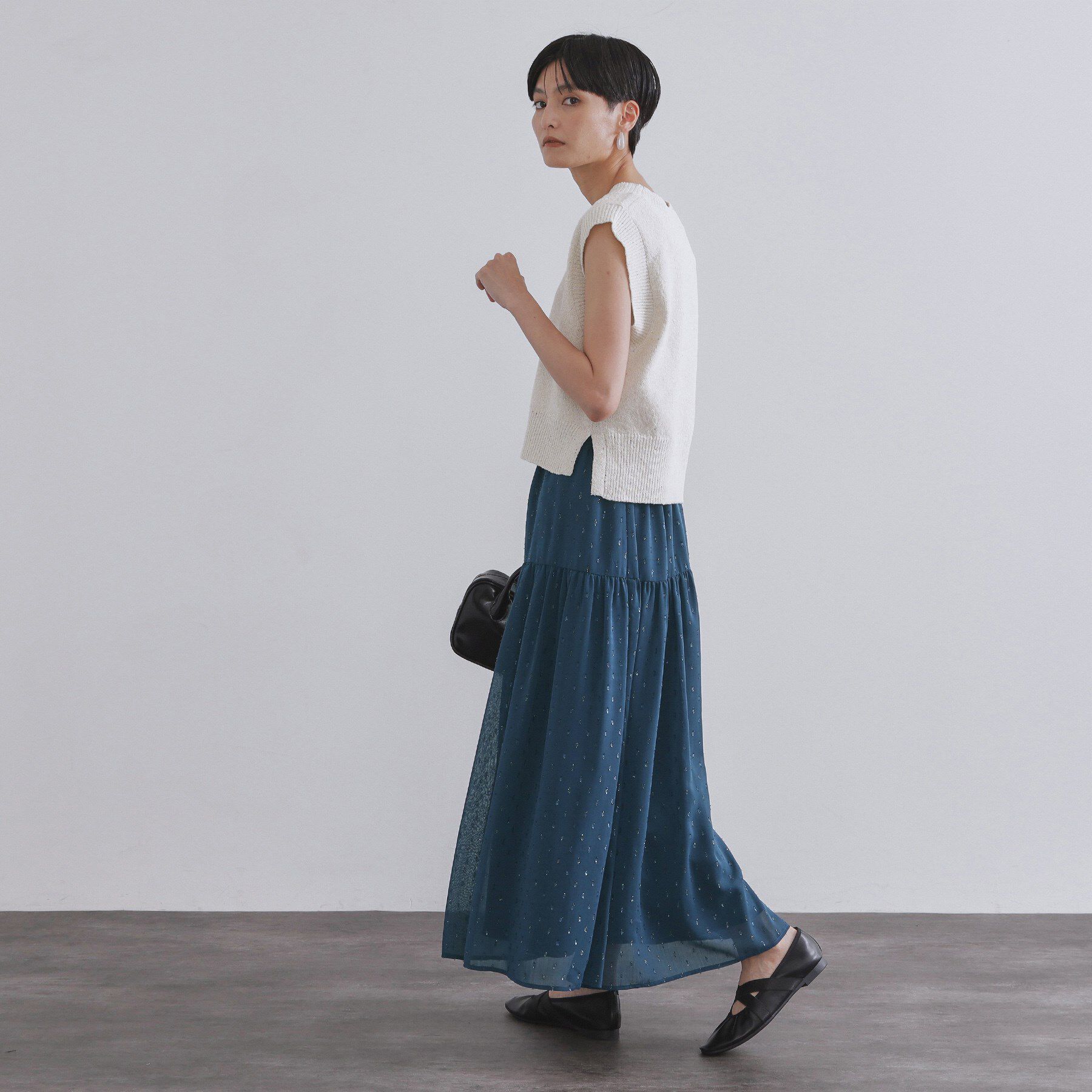 OPAQUE.CLIP「ラメドットイージーティアードスカート【洗濯機洗い可】」|スカート|