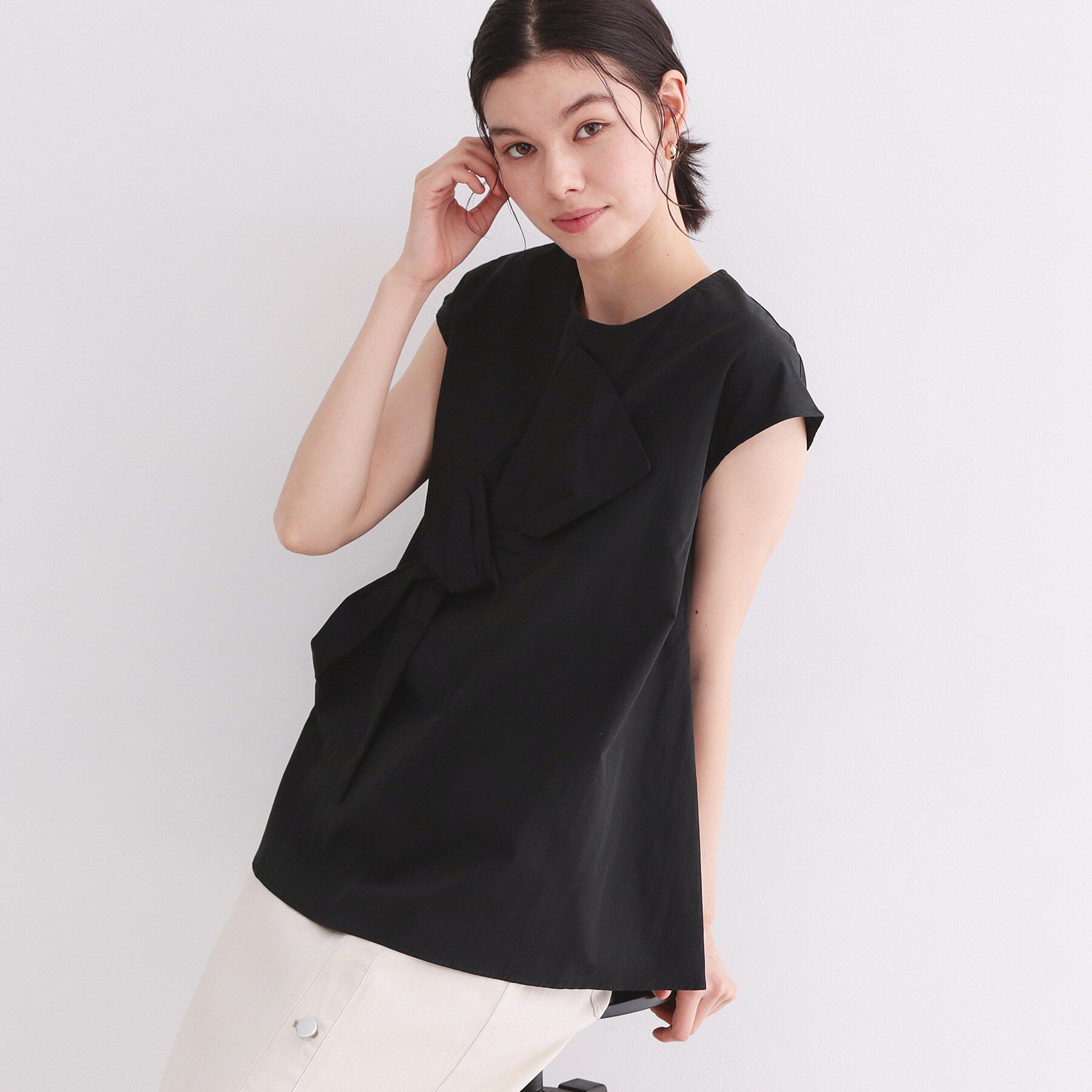 OPAQUE.CLIP「リボンモチーフブラウス【洗濯機洗い可】」|シャツ・ブラウス|ブラック(019)