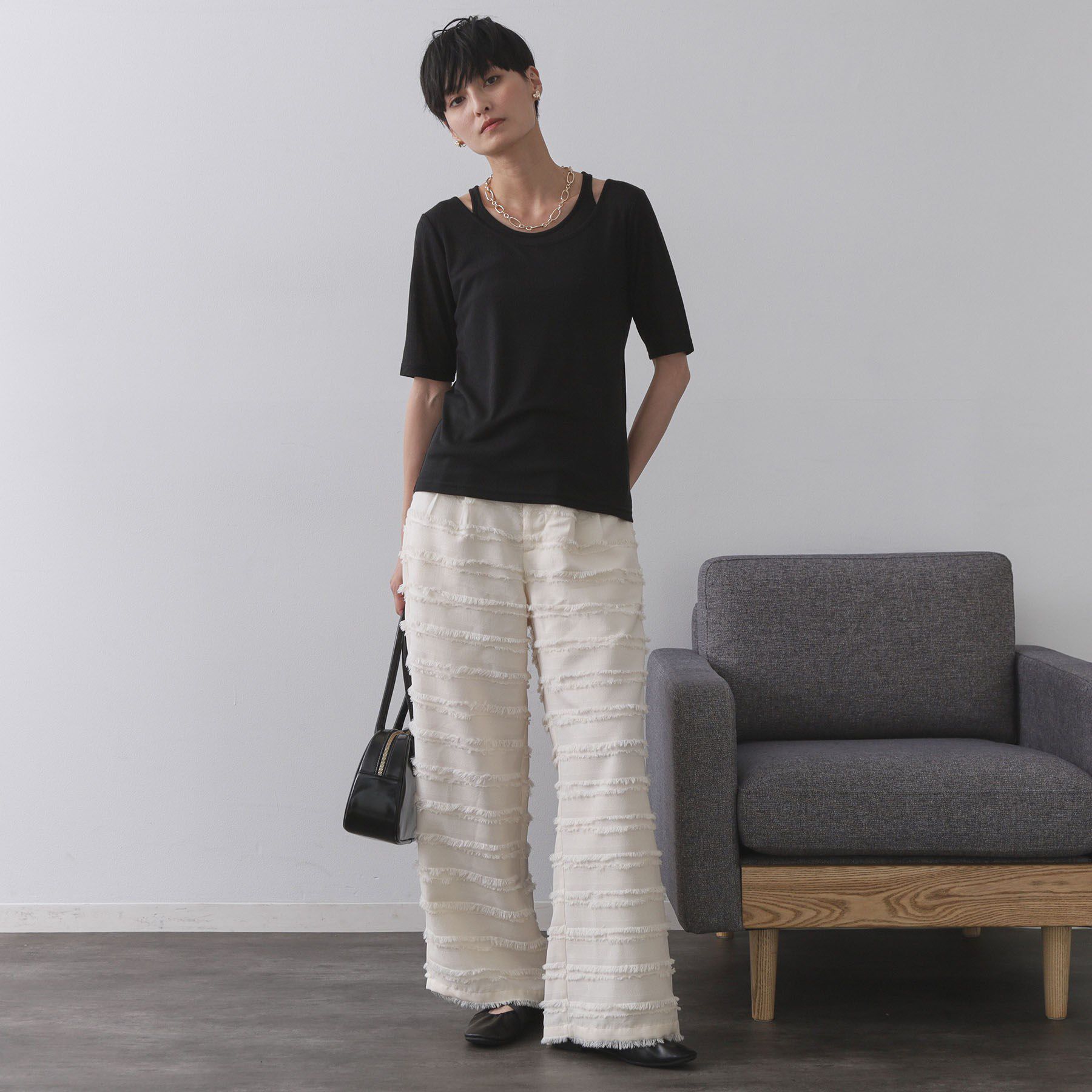 OPAQUE.CLIP「シアーリブレイヤードカットソー【洗濯機洗い可】」|Tシャツ・カットソー|