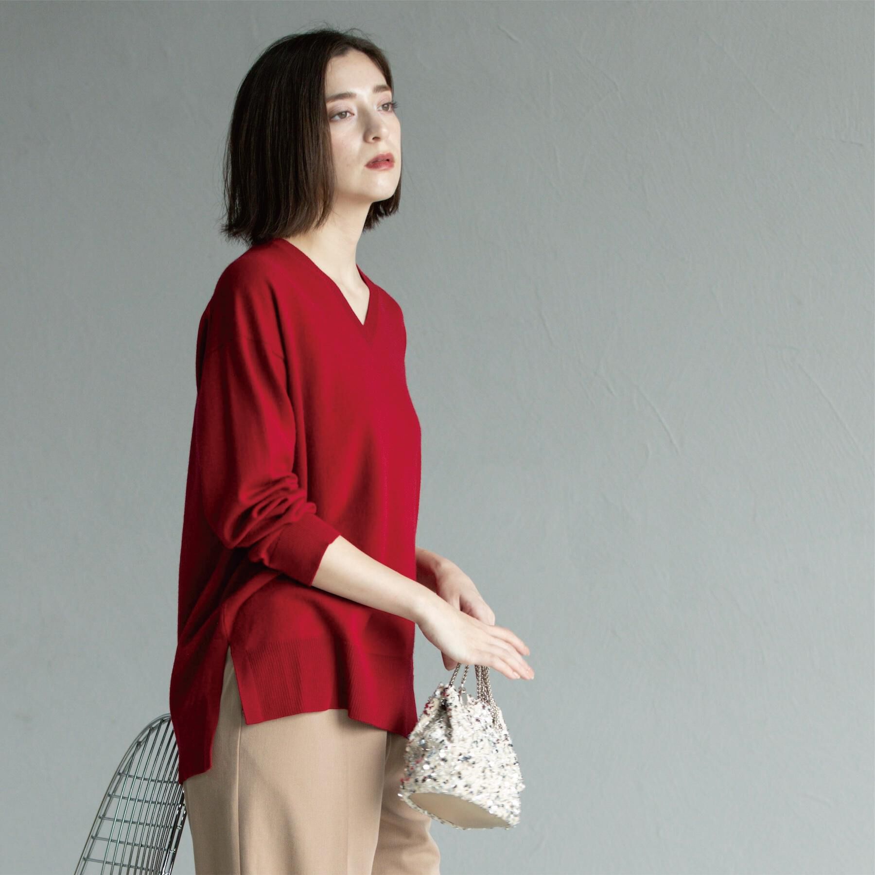 OPAQUE.CLIP「Vネックニット/エクストラファインメリノウール【THEシリーズ/洗濯機OK】」|ニット・セーター|