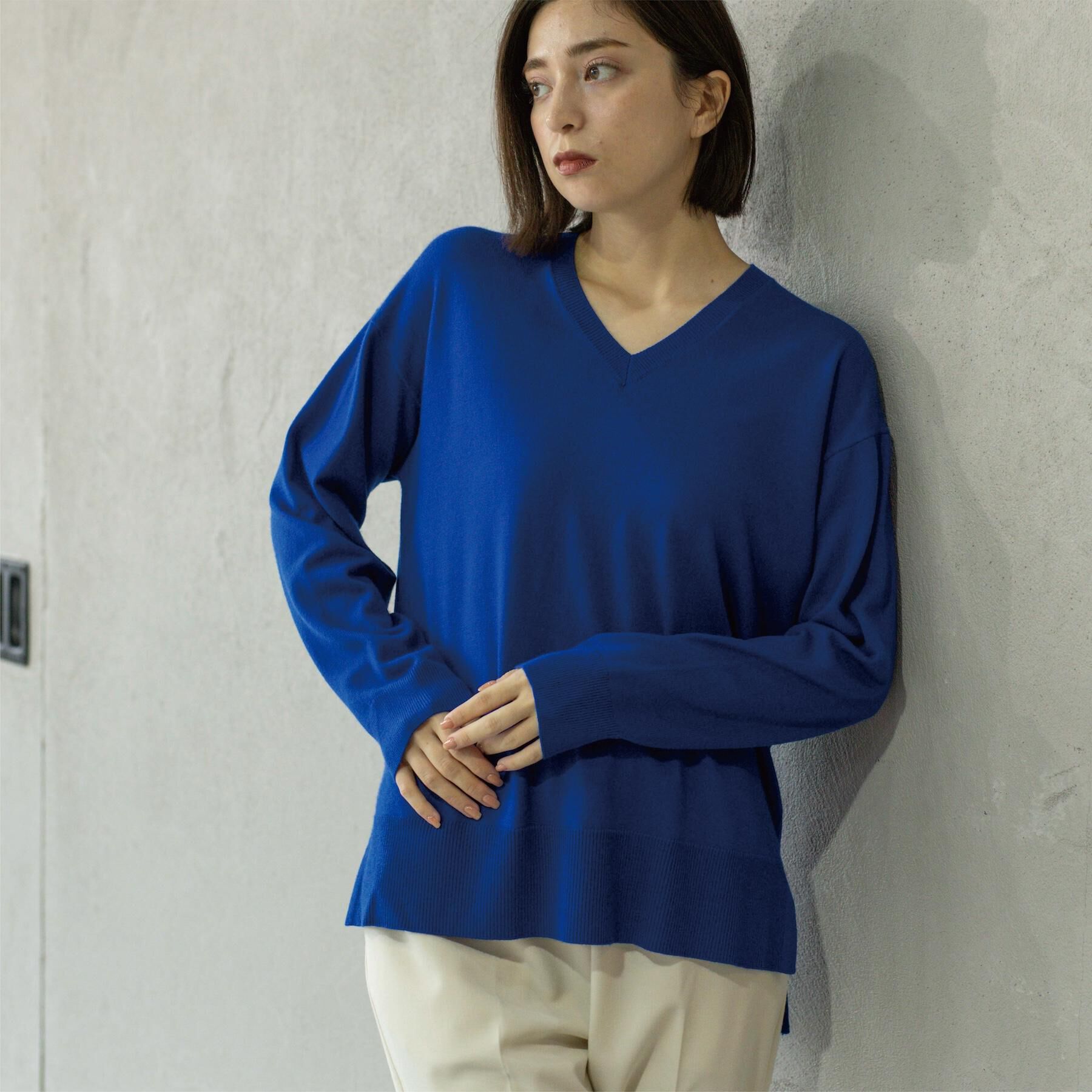 OPAQUE.CLIP「Vネックニット/エクストラファインメリノウール【THEシリーズ/洗濯機OK】」|ニット・セーター|