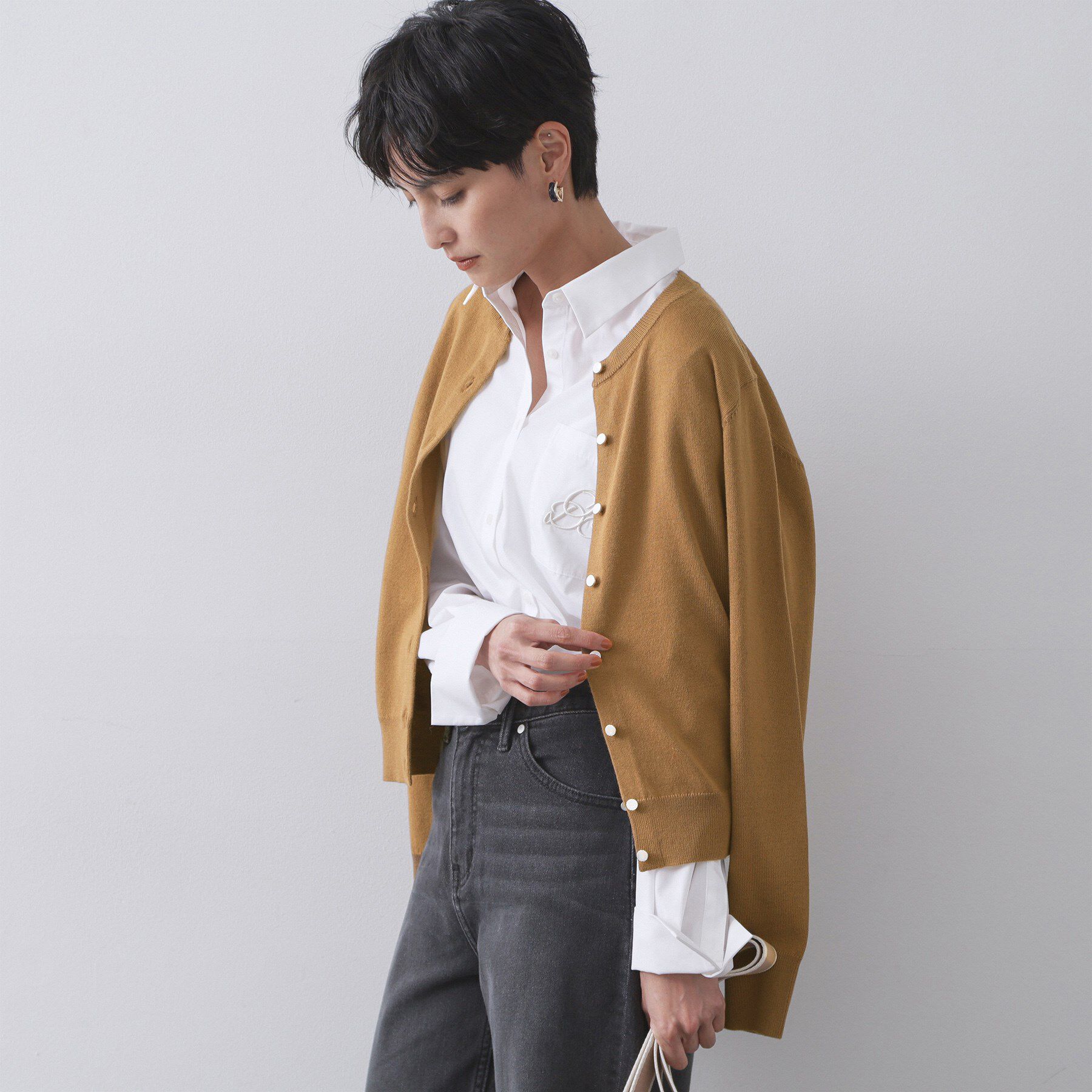 OPAQUE.CLIP「クルーニットカーディガン/エクストラファインメリノウール【THEシリーズ/洗濯機OK】」|カーディガン|