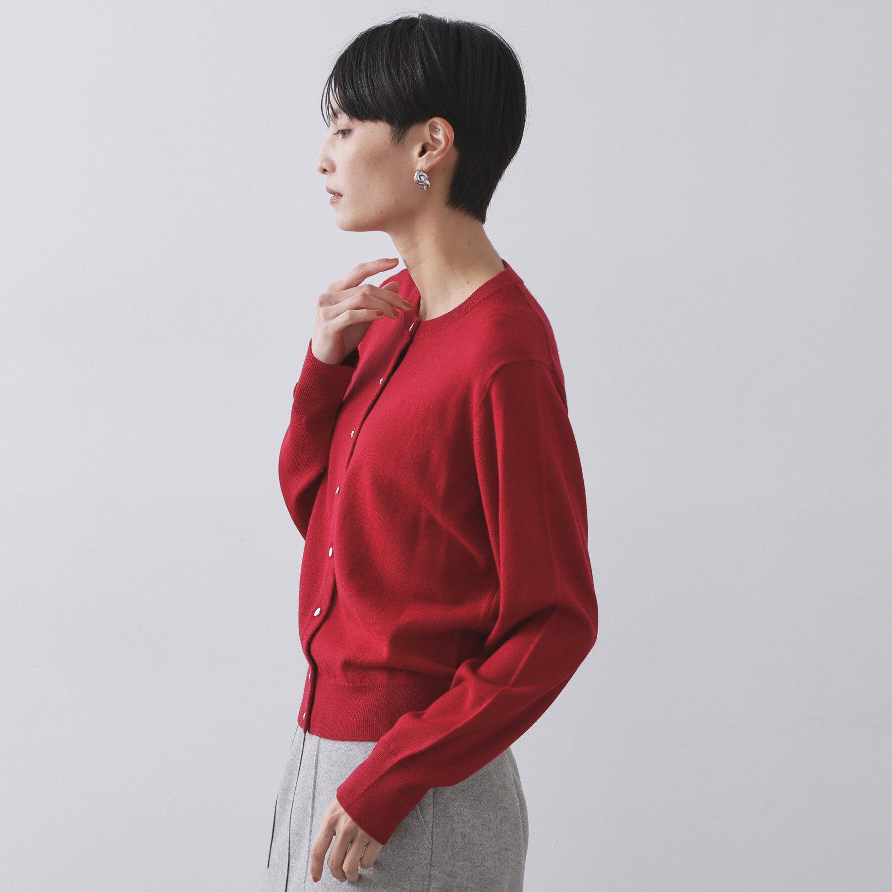 OPAQUE.CLIP「クルーニットカーディガン/エクストラファインメリノウール【THEシリーズ/洗濯機OK】」|カーディガン|