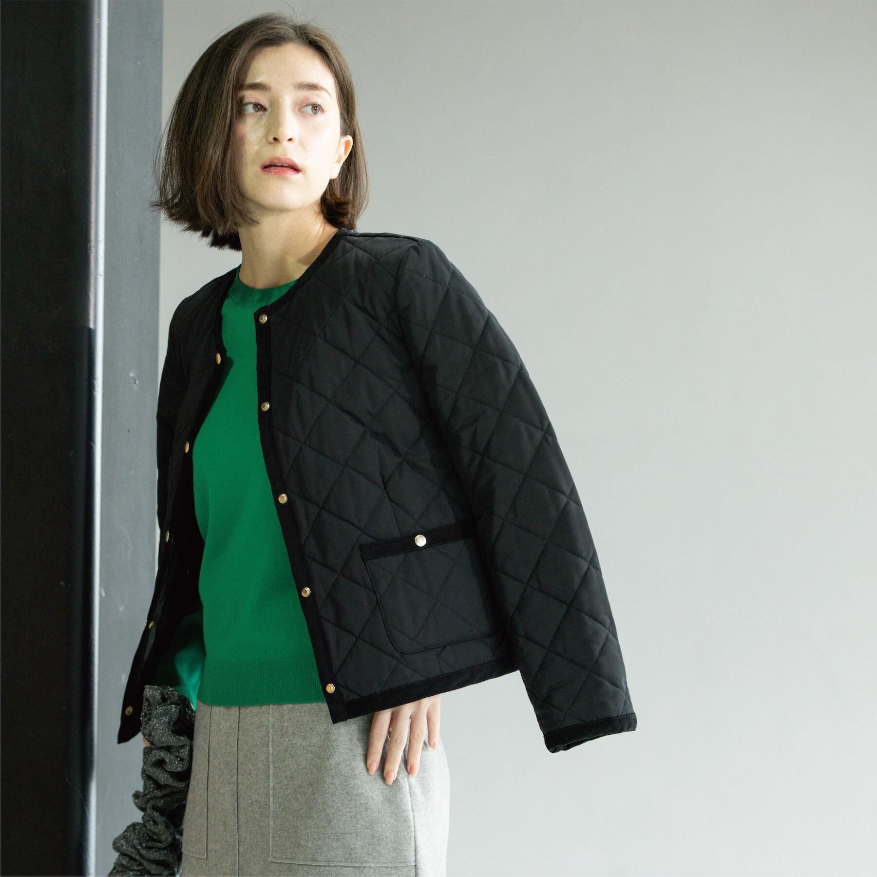 OPAQUE.CLIP「撥水キルティングノーカラージャケット【洗濯機洗い可】」|ノーカラージャケット|