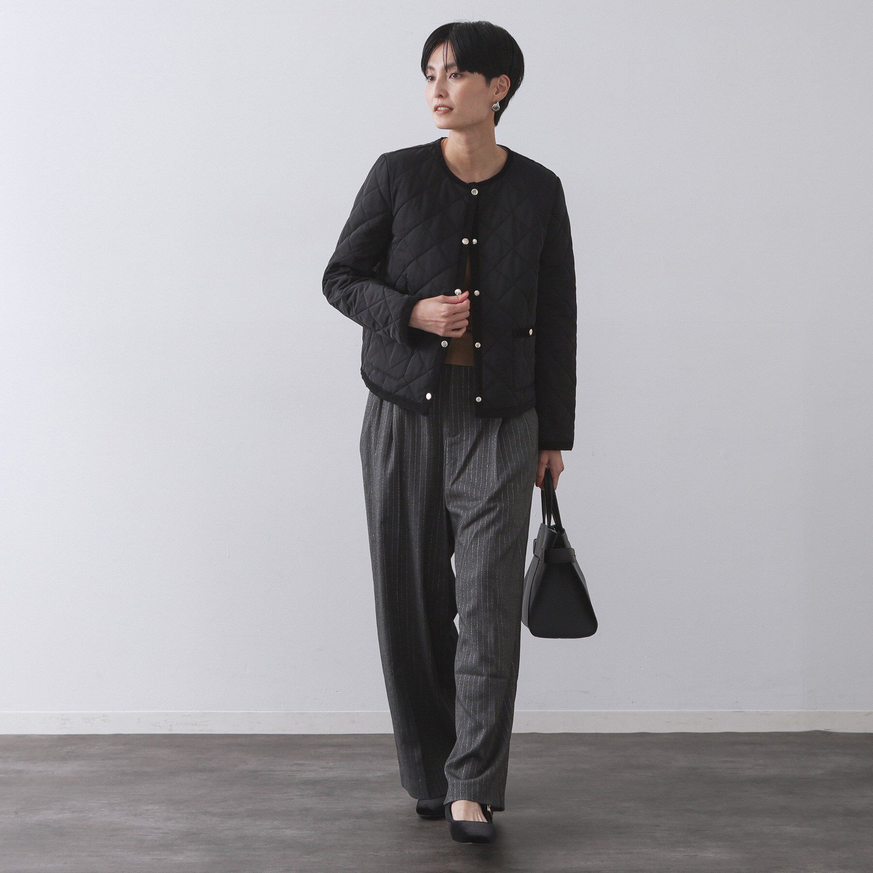 OPAQUE.CLIP「撥水キルティングノーカラージャケット【洗濯機洗い可】」|ノーカラージャケット|