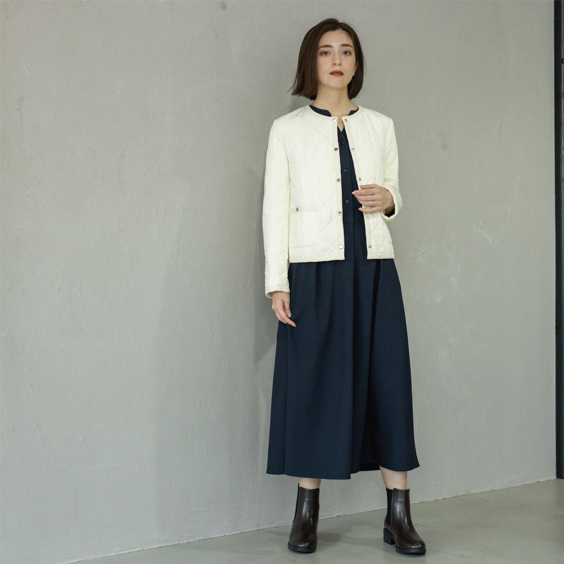 OPAQUE.CLIP「撥水キルティングノーカラージャケット【洗濯機洗い可】」|ノーカラージャケット|