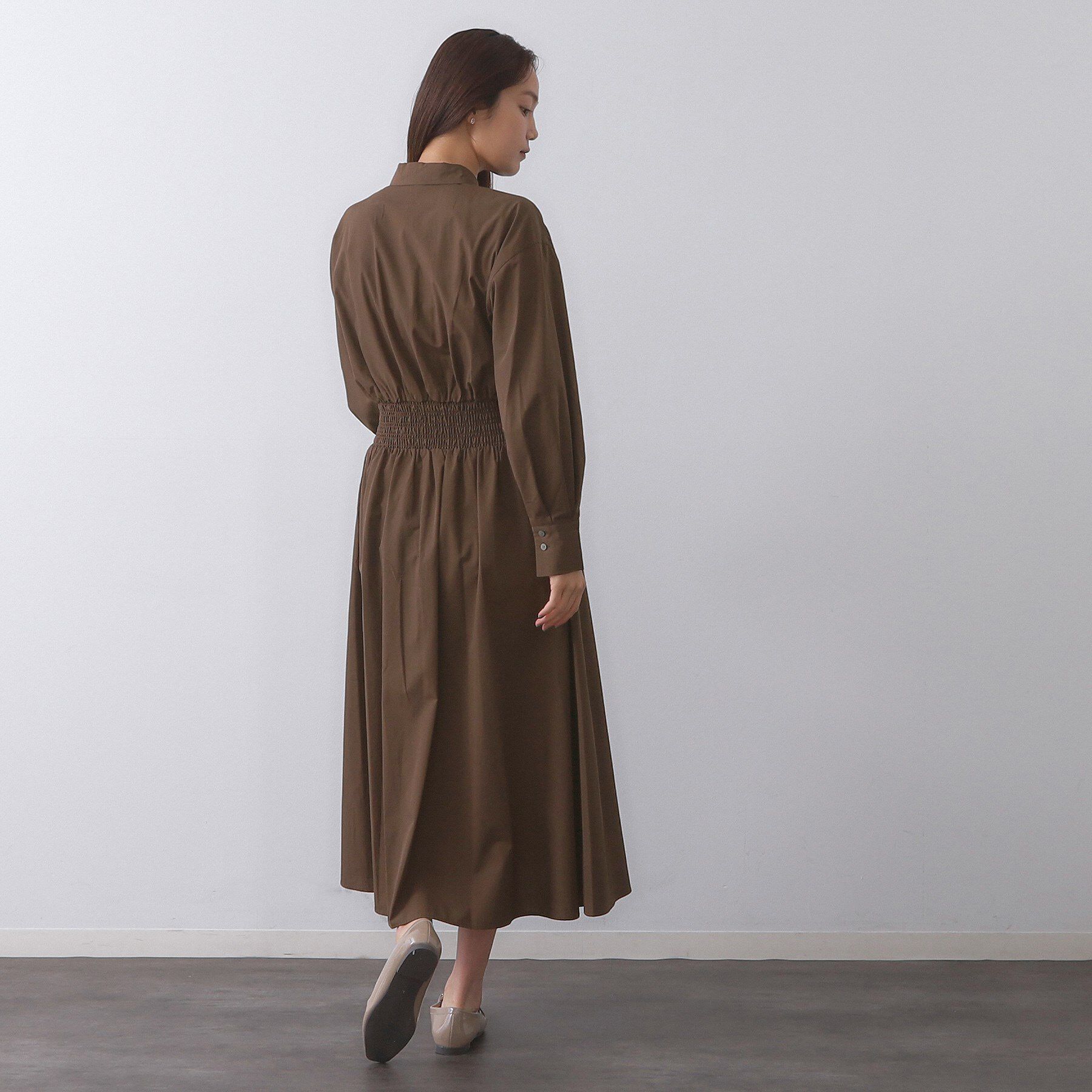 OPAQUE.CLIP「シャーリングフィット＆フレアシャツワンピース【洗濯機洗い可】」|ワンピース|