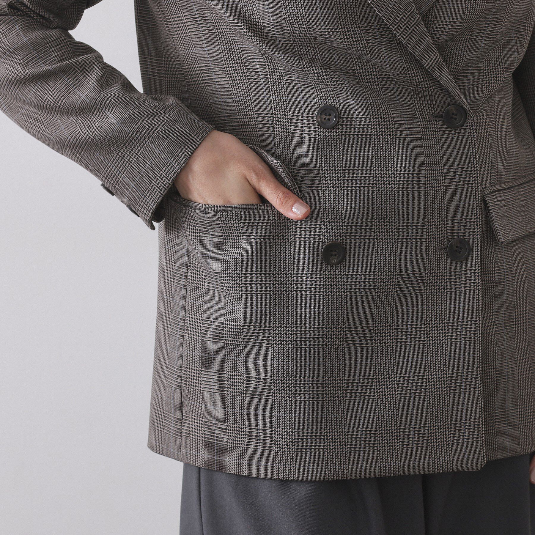 OPAQUE.CLIP「グレンチェックダブルジャケット/セットアップ対応可【洗える】」|テーラードジャケット|