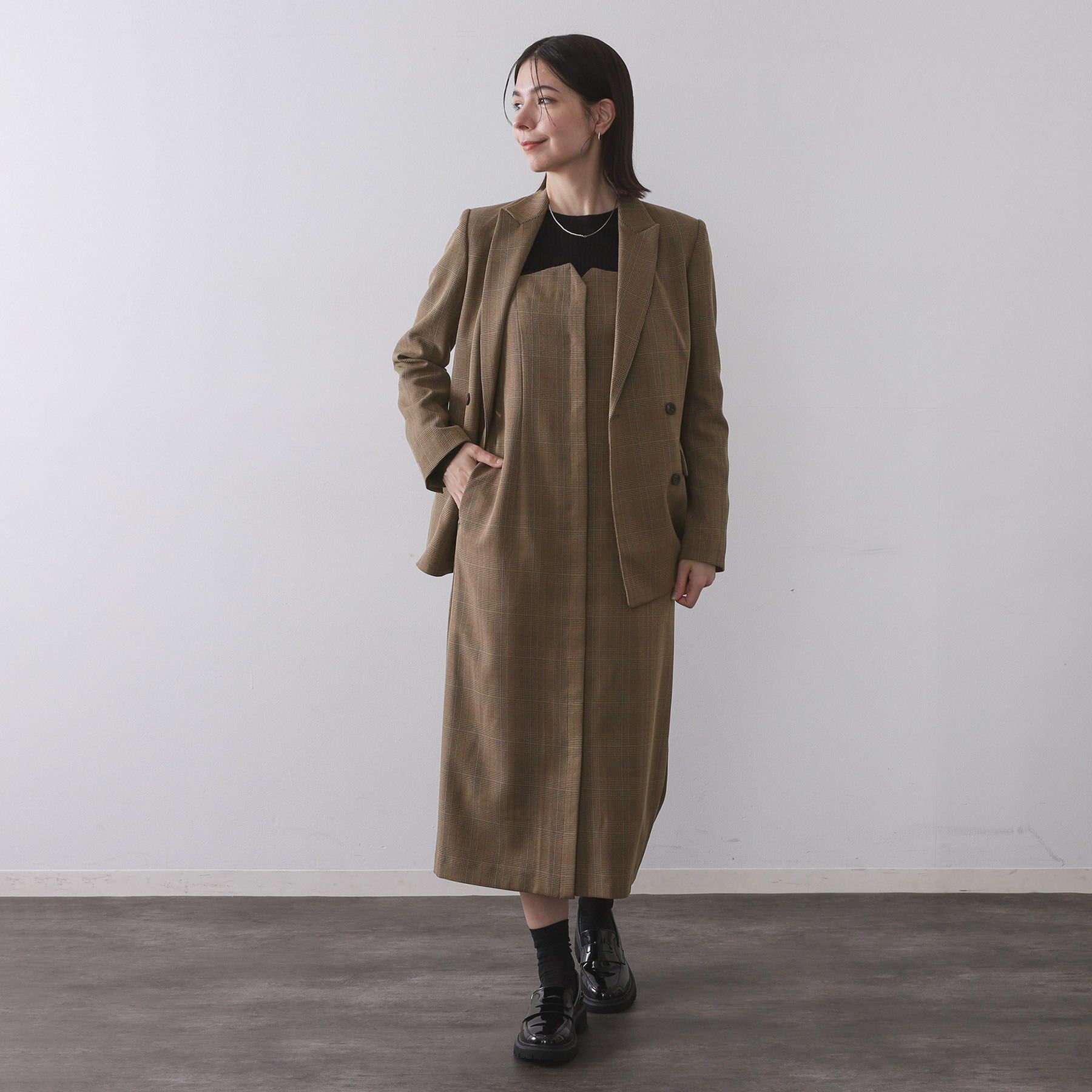 OPAQUE.CLIP「グレンチェックダブルジャケット/セットアップ対応可【洗える】」|テーラードジャケット|