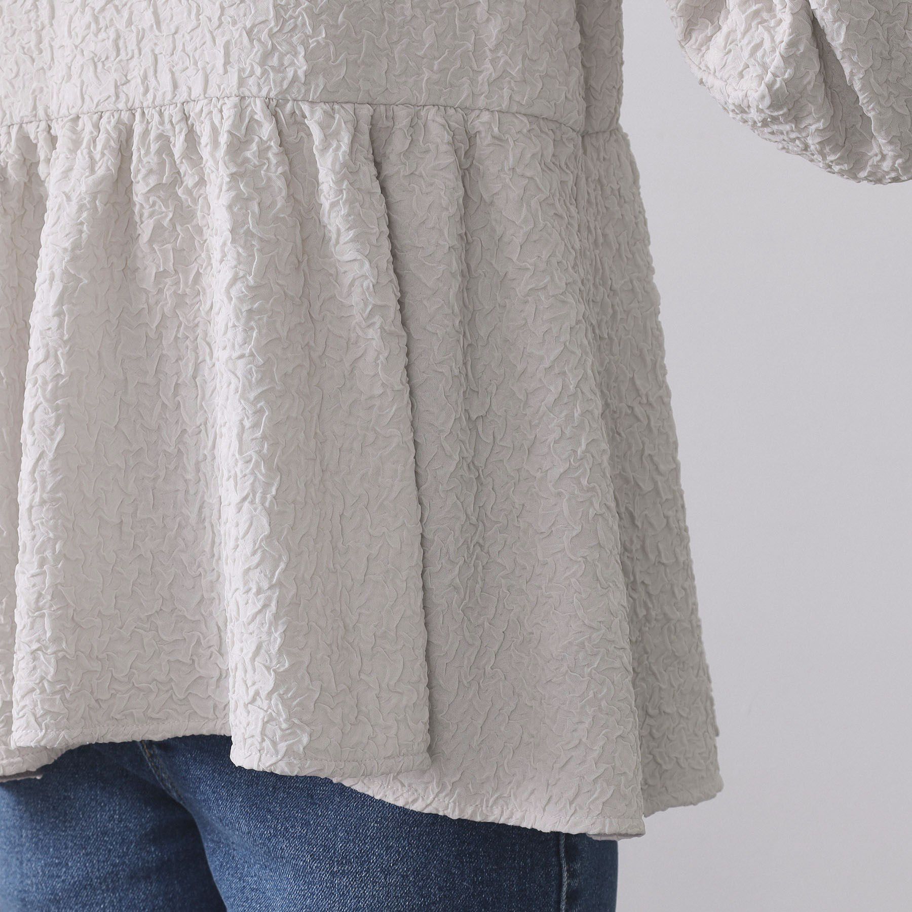 OPAQUE.CLIP「ふくれジャカードペプラムブラウス【洗濯機OK】」|シャツ・ブラウス|